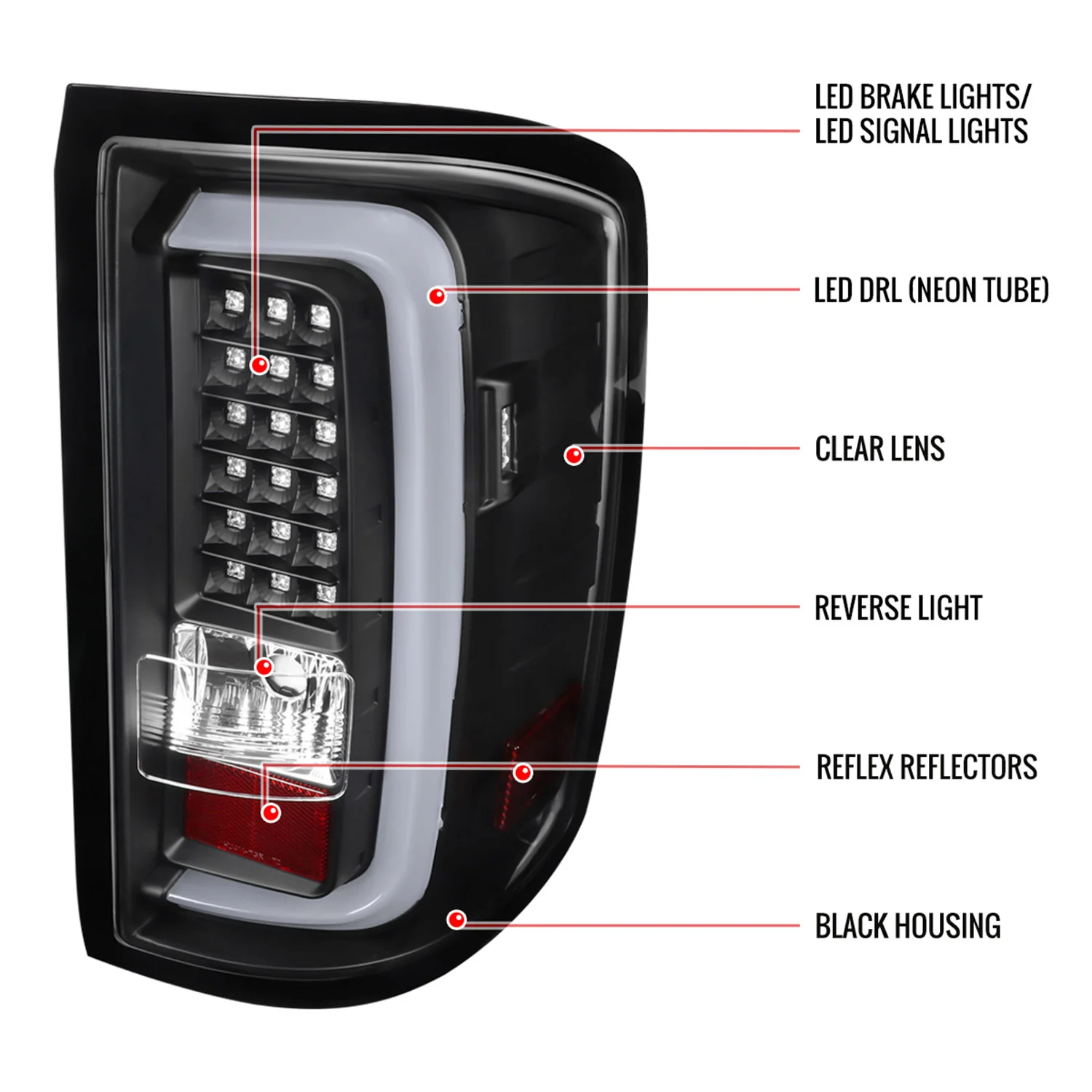 2014-2018 GMC Sierra 1500/2500HD/3500HD V2 LED Tail Lights Matte Black/Clear - Image 9