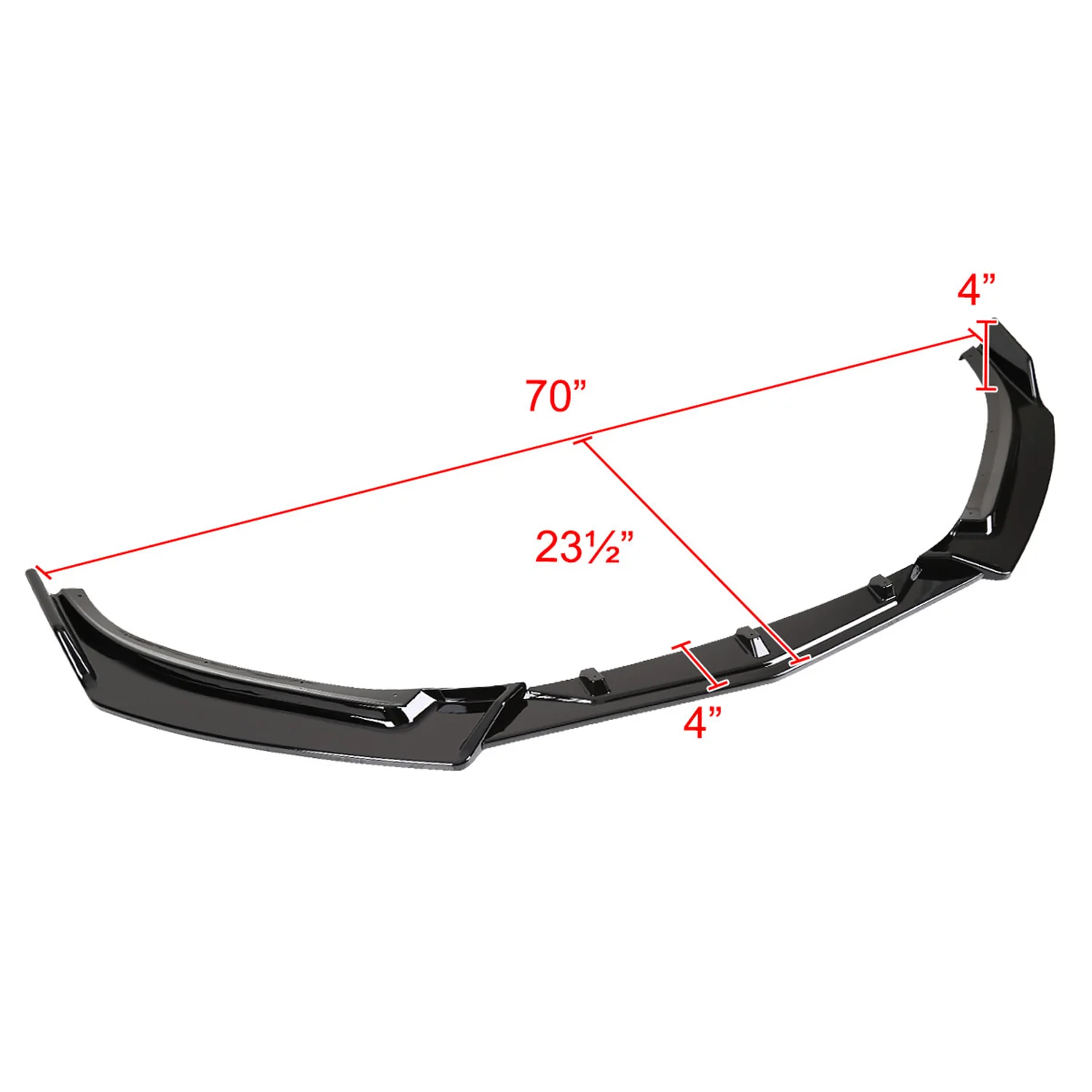 2014-2018 Mazda 3 Glossy Black Polypropylene 3Pcs Bumper Lip Spoiler - Image 2