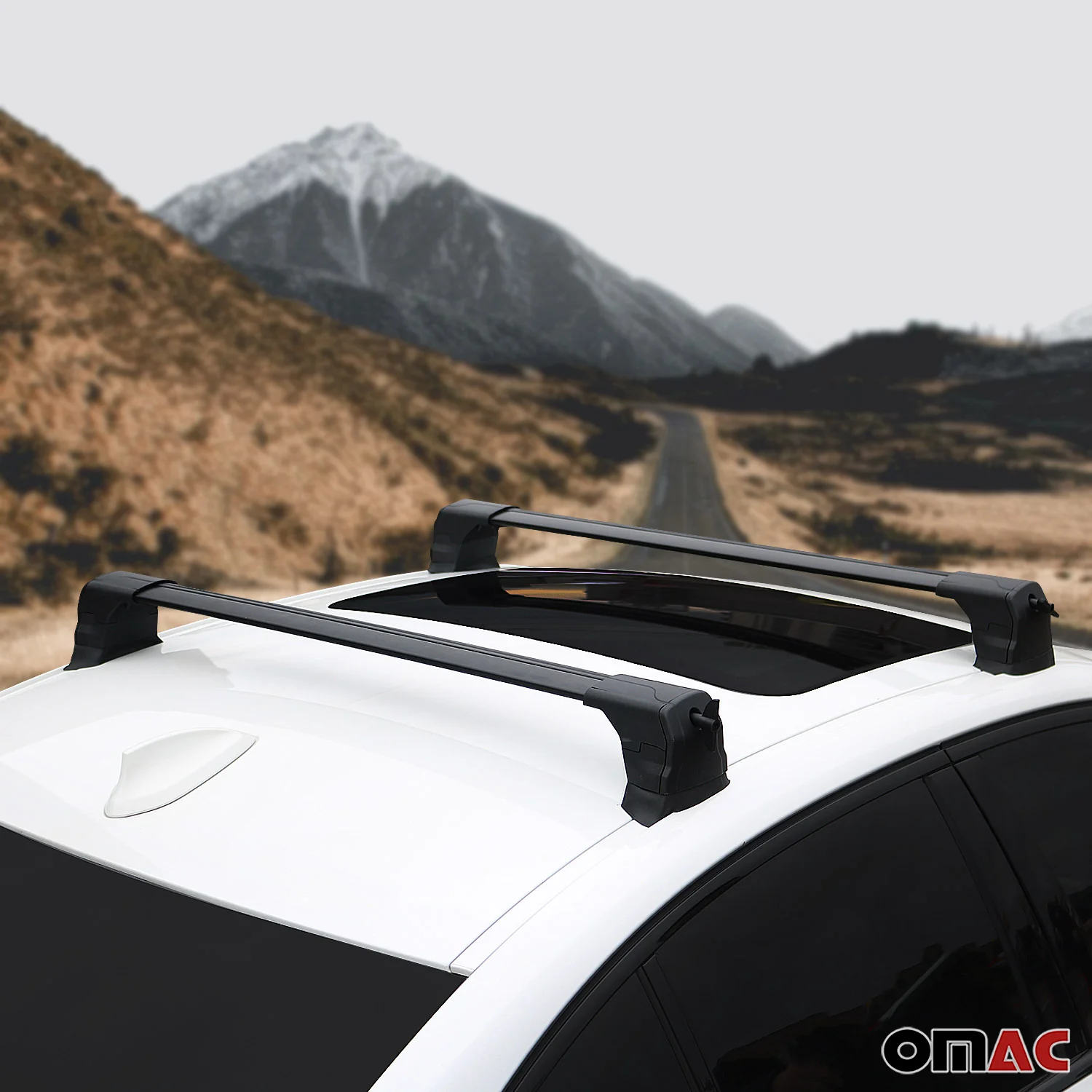2014-2018 Mazda 3 Sedan Roof Rack Cross Bars Black - Image 3