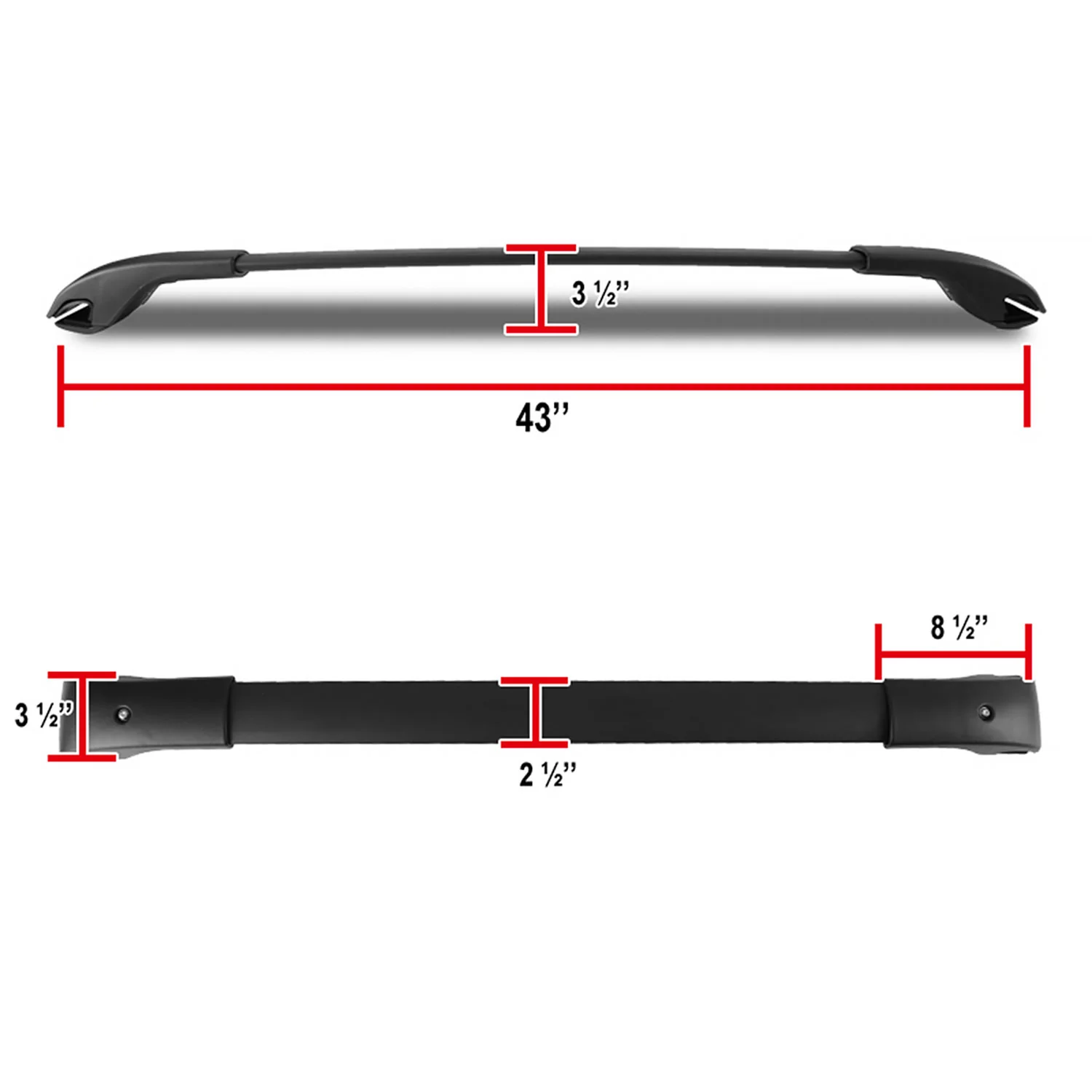 2014-2018 Subaru Forester Black Powder Coated Aluminum Roof Rack Cross Bars - Image 2