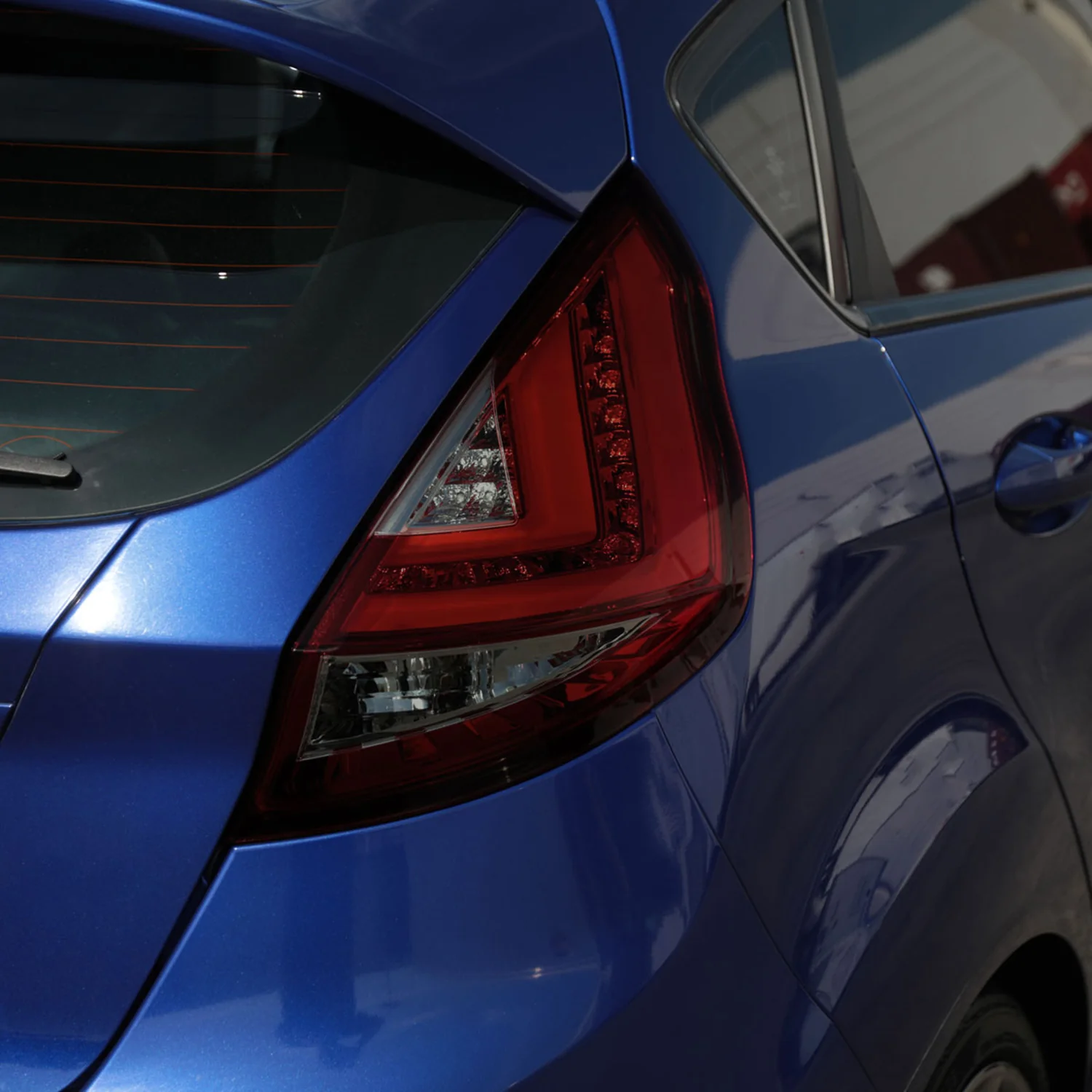 2014-2019 Ford Fiesta Hatchback LED Bar Tail Lights Chrome/Red Smoke Lens - Image 10