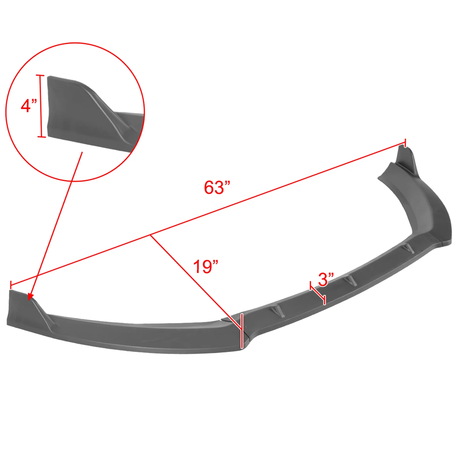 2014-2019 Ford Fiesta Matte Black 3Pcs Front Bumper Lip Splitter Kit - Image 2