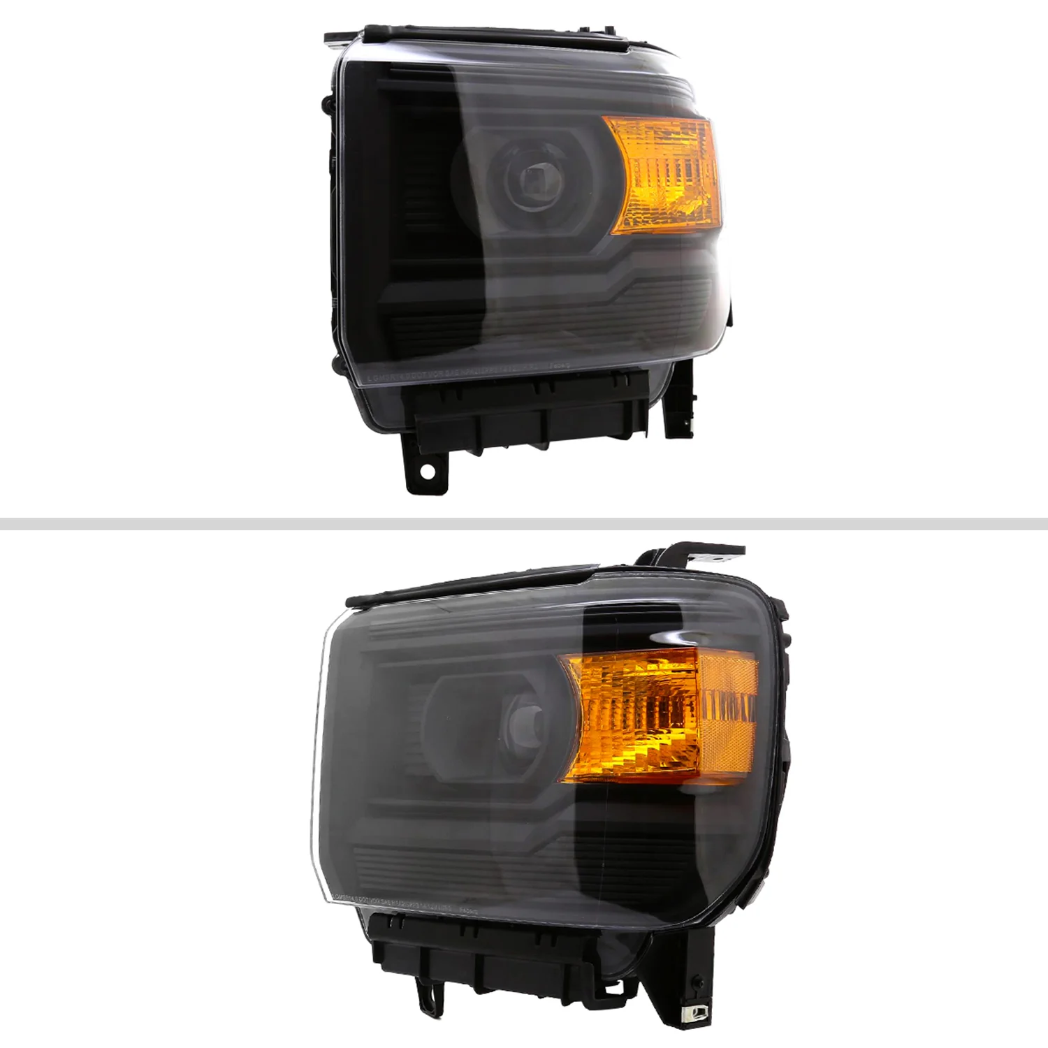 2014-2019 GMC Sierra 1500/2500HD/3500HD Headlights Amber Reflectors Black - Image 2
