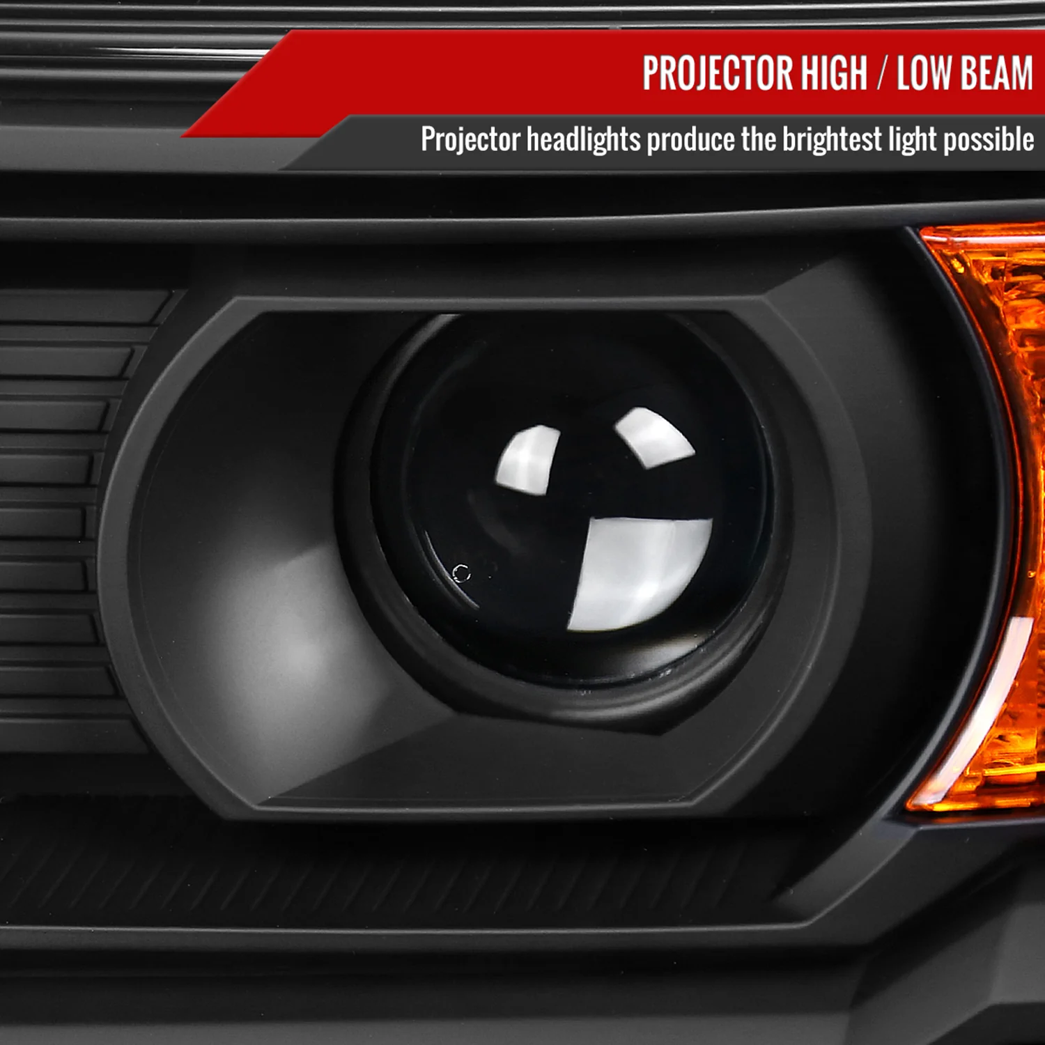 2014-2019 GMC Sierra 1500/2500HD/3500HD Headlights Amber Reflectors Black - Image 3