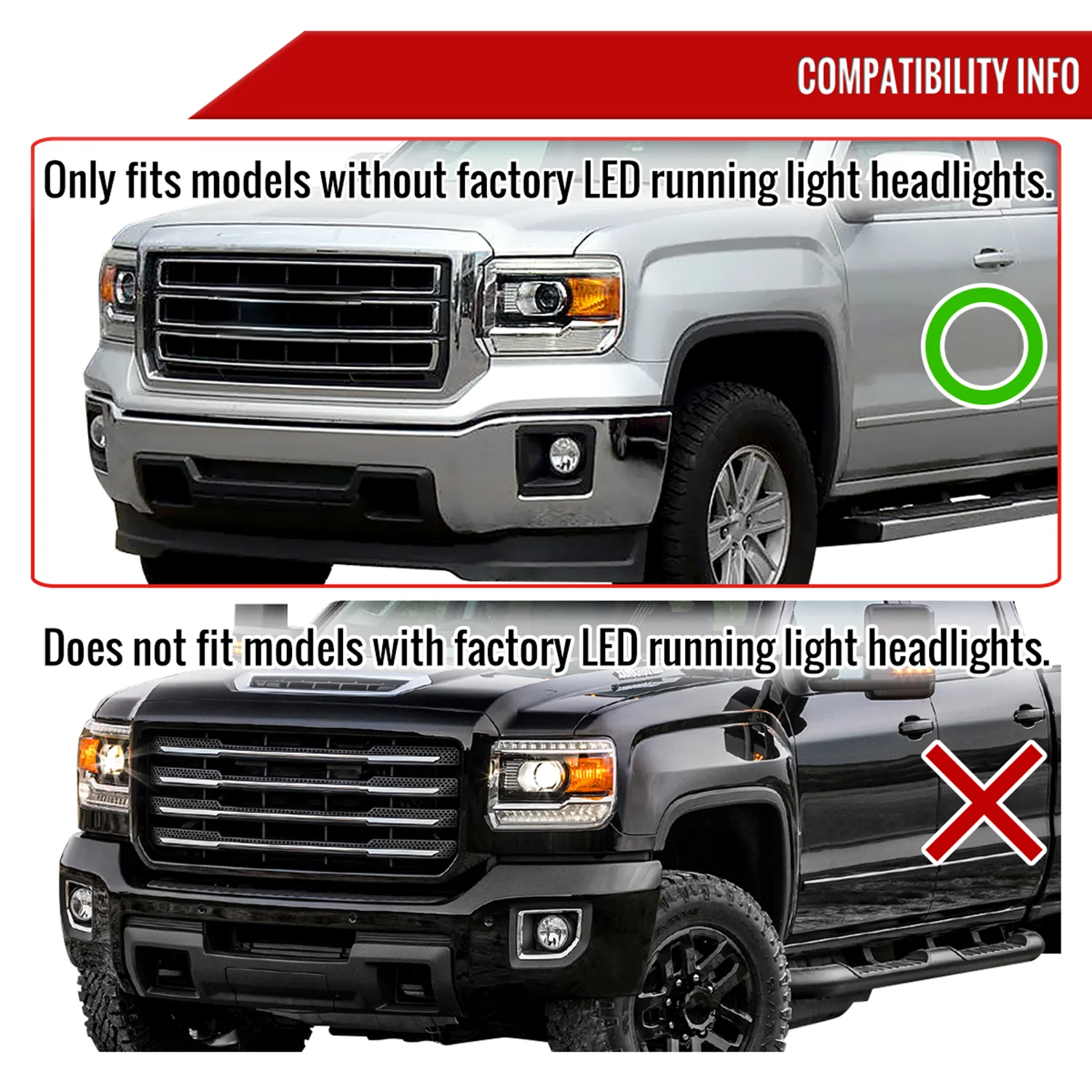 2014-2019 GMC Sierra 1500/2500HD/3500HD LED Bar Headlights LED Signal Chrome - Image 6