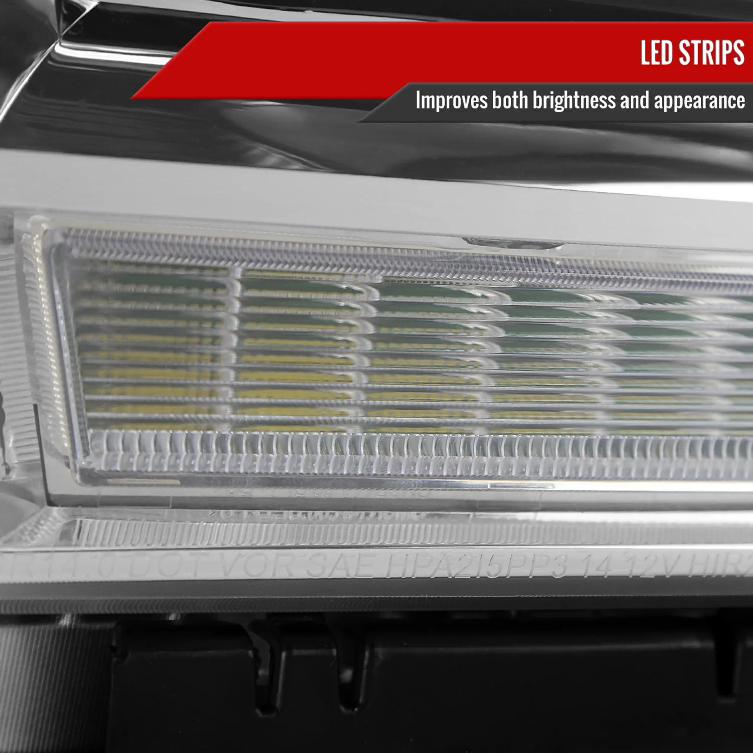 2014-2019 GMC Sierra LED Light Strip Projector Headlights Chrome/Clear Lens - Image 4