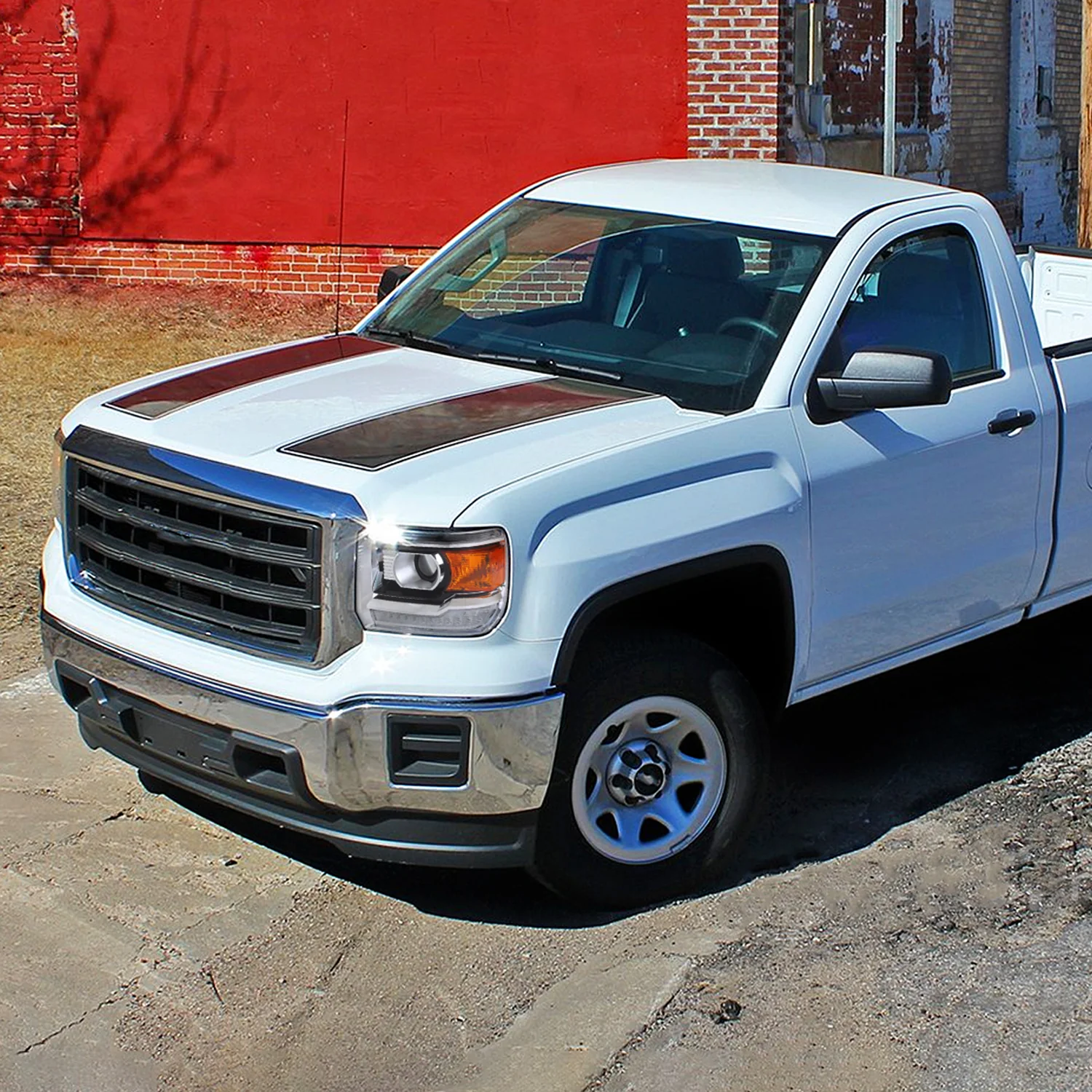 2014-2019 GMC Sierra LED Light Strip Projector Headlights Chrome/Clear Lens - Image 9