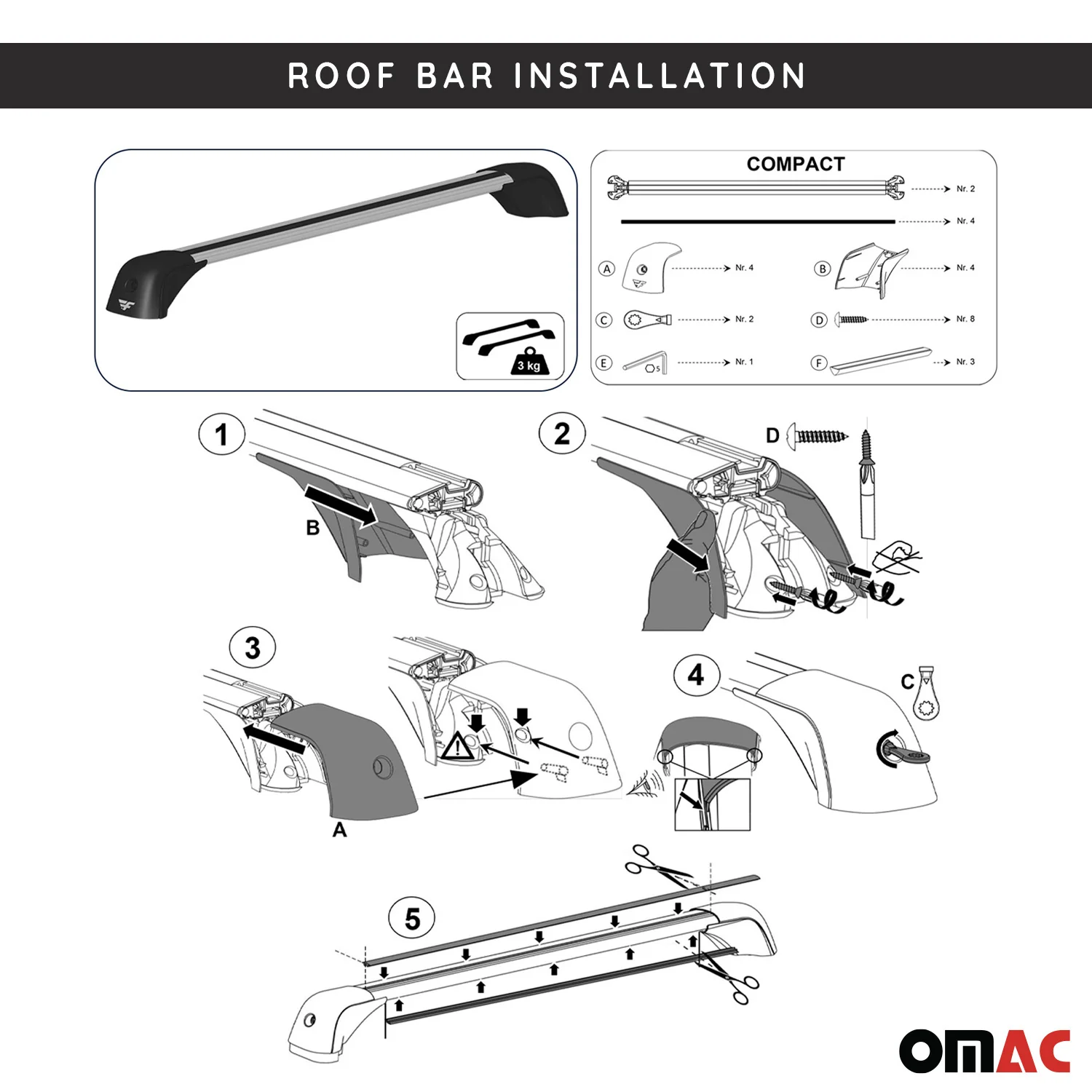 2014-2021 BMW 4 Series F32 Coupe / F36 Gran Coupe Roof Racks Cross Bars Black - Image 8