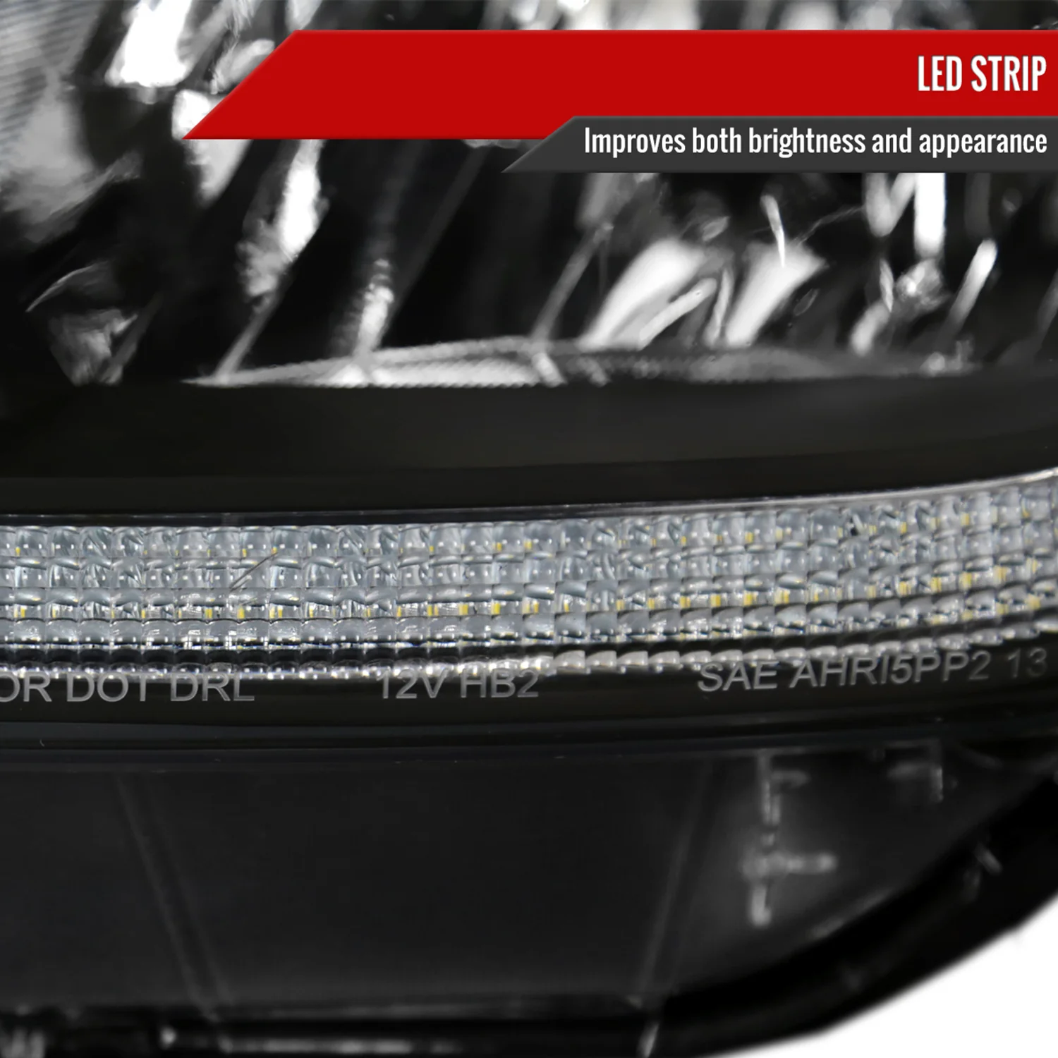 2014-2021 Toyota Tundra Factory Headlights w/LED Light Strip Matt Black/Clear - Image 4