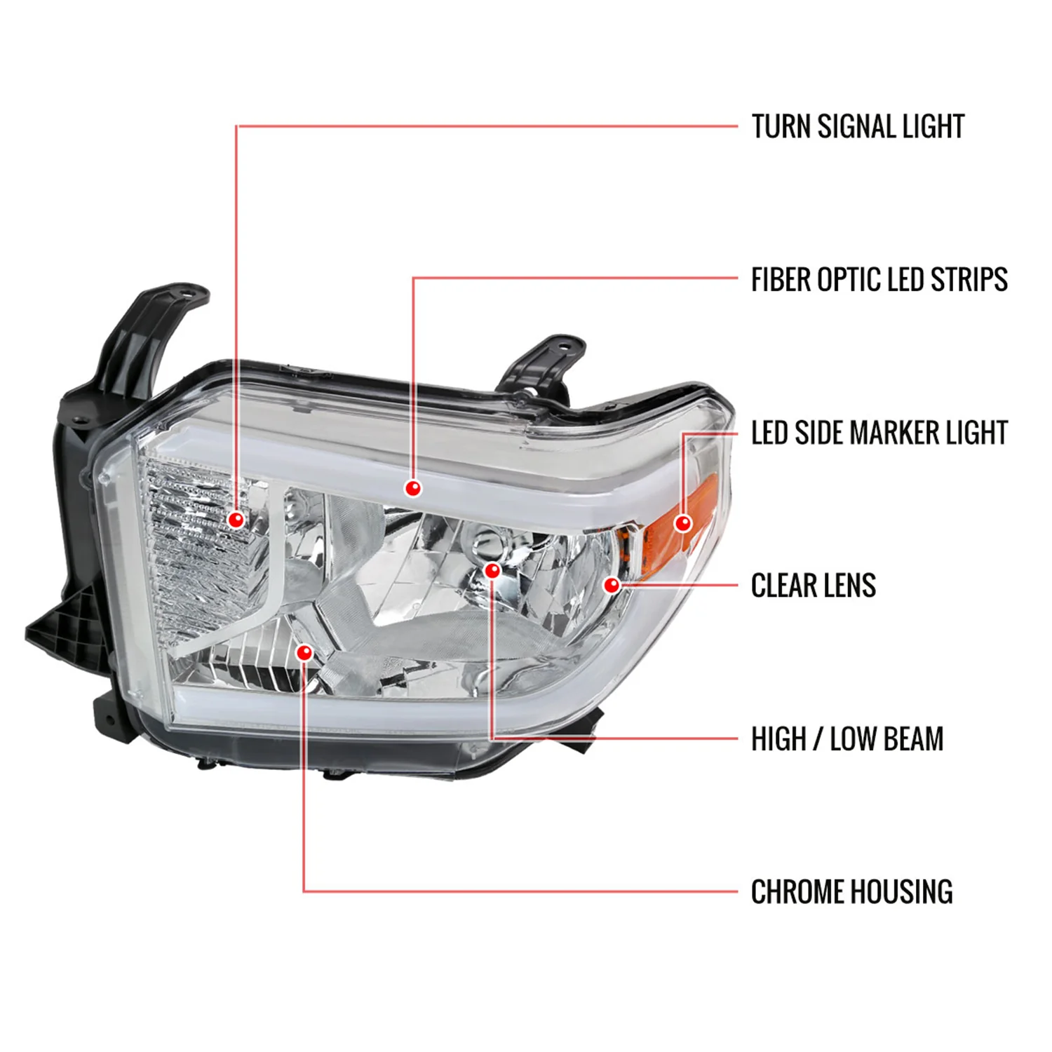 2014-2021 Toyota Tundra LED Bar Factory Style Headlights Chrome/Clear Lens - Image 8