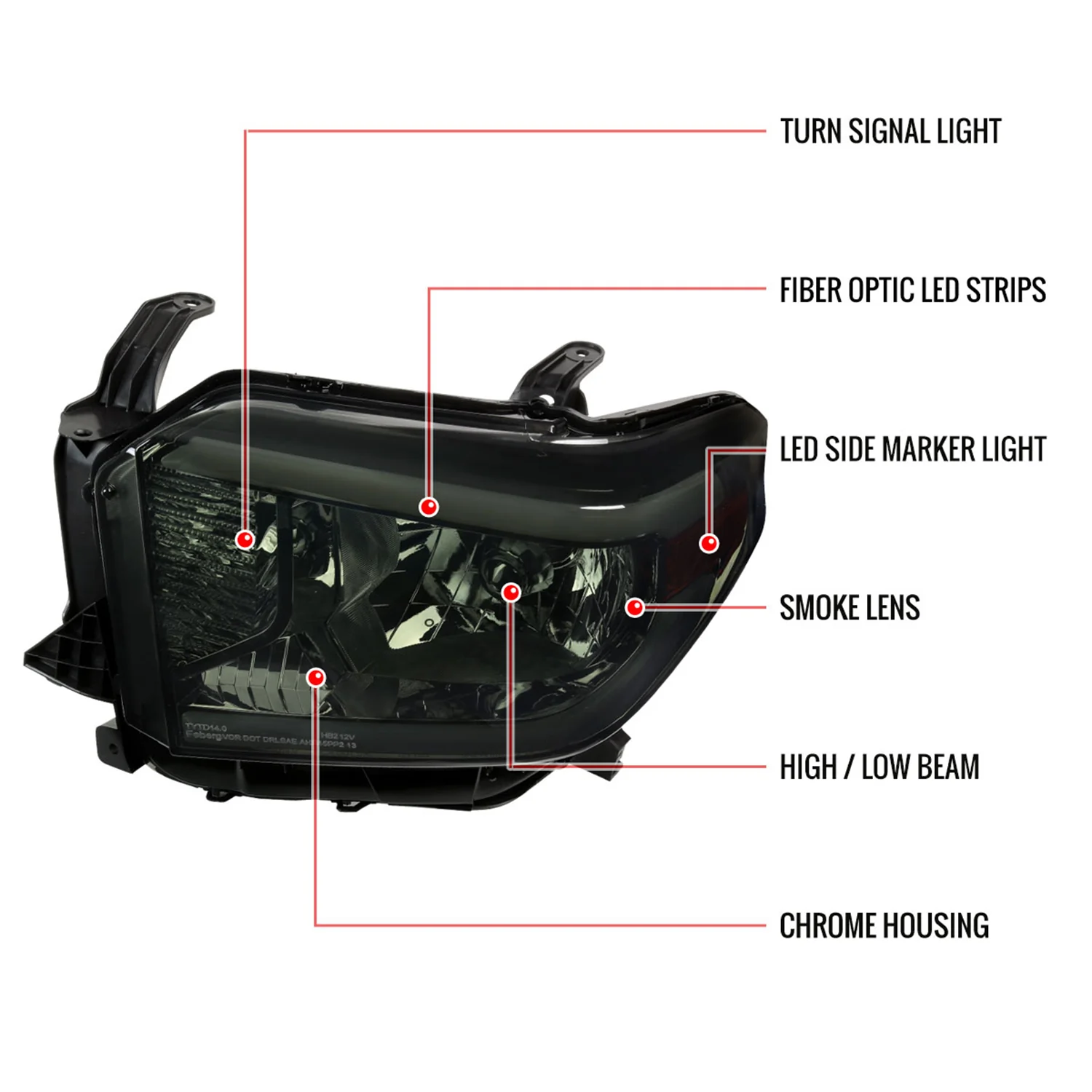 2014-2021 Toyota Tundra LED Bar Factory Style Headlights Chrome/Smoke Lens - Image 8