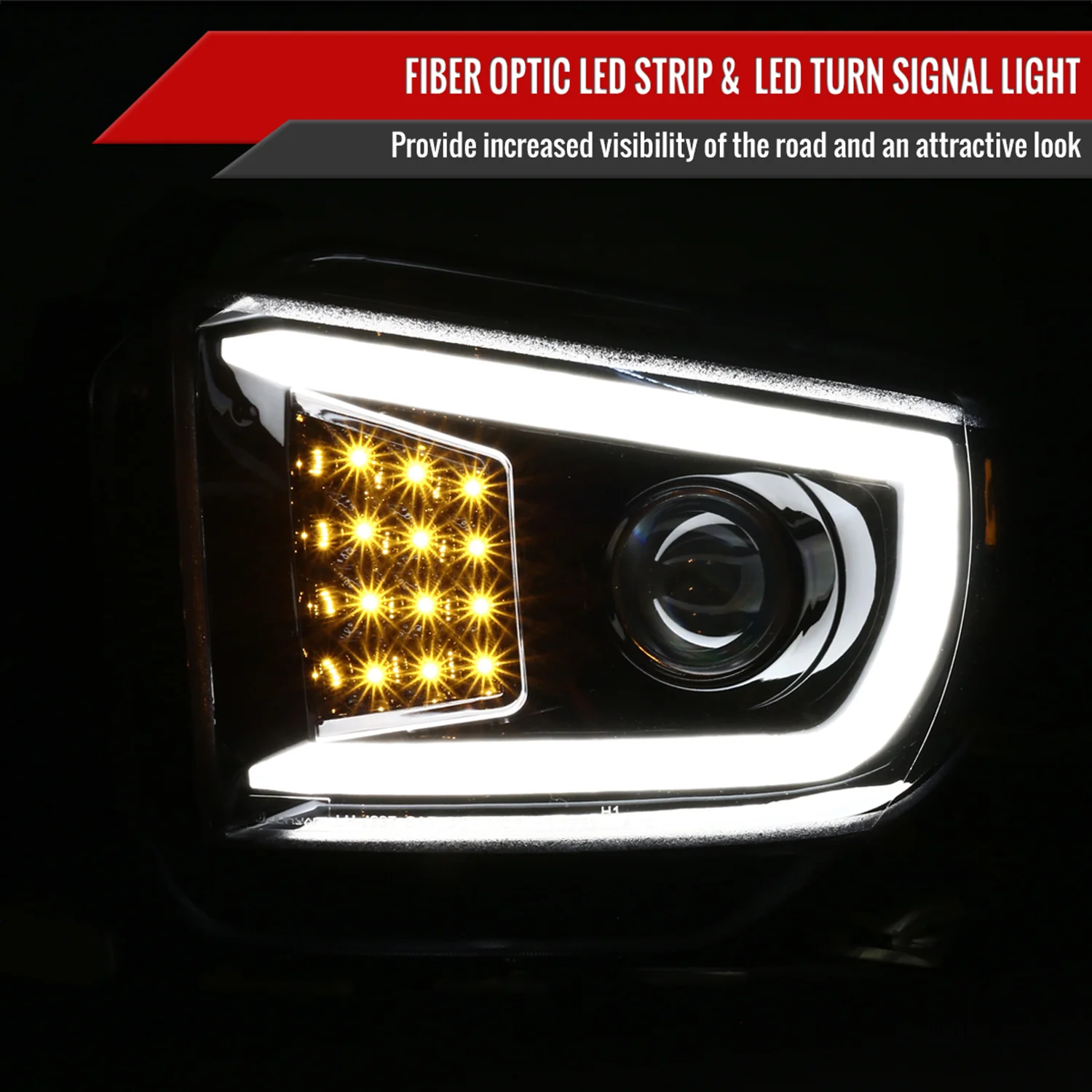 2014-2021 Toyota Tundra LED CBar Projector Headlights LED Signal Lights Black - Image 2