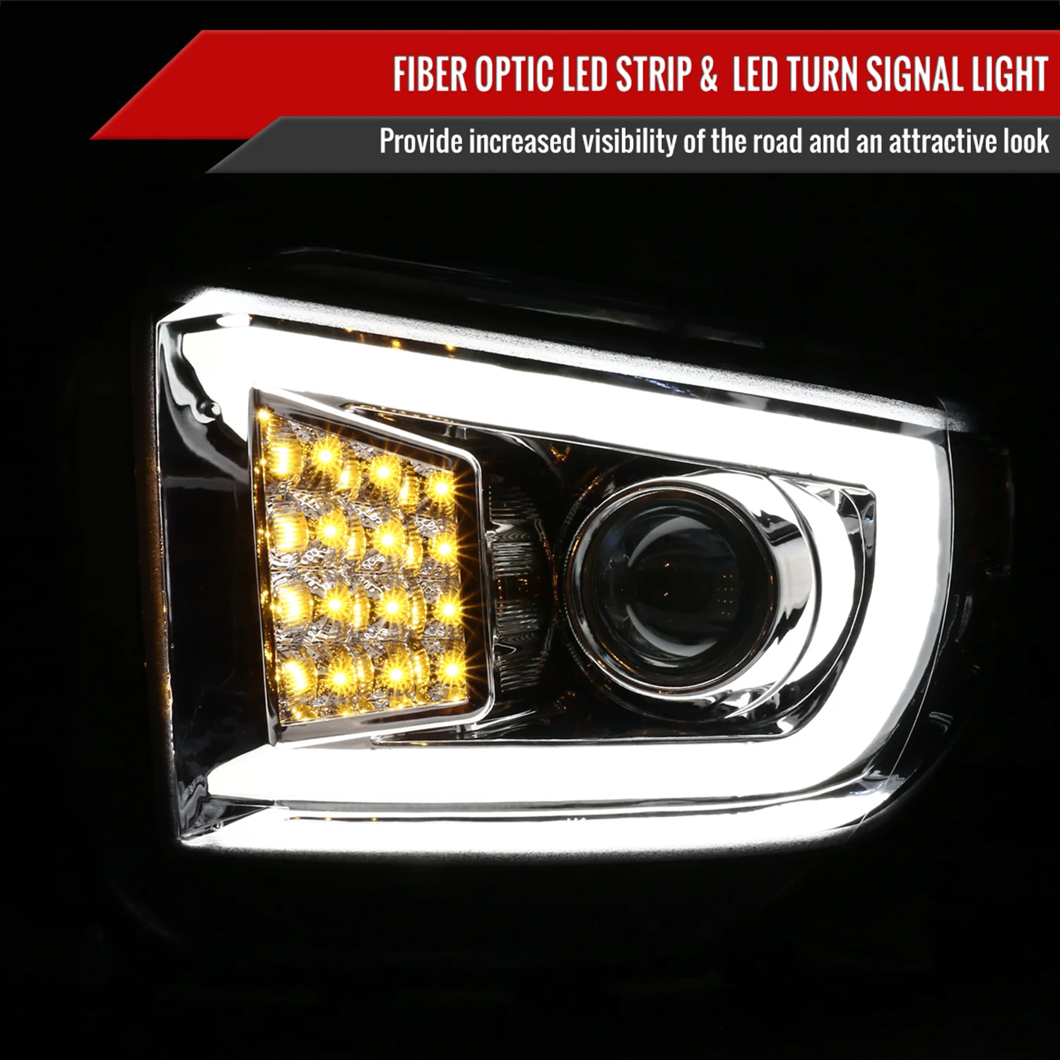 2014-2021 Toyota Tundra LED CBar Projector Headlights LED Signal Lights Chrome - Image 2