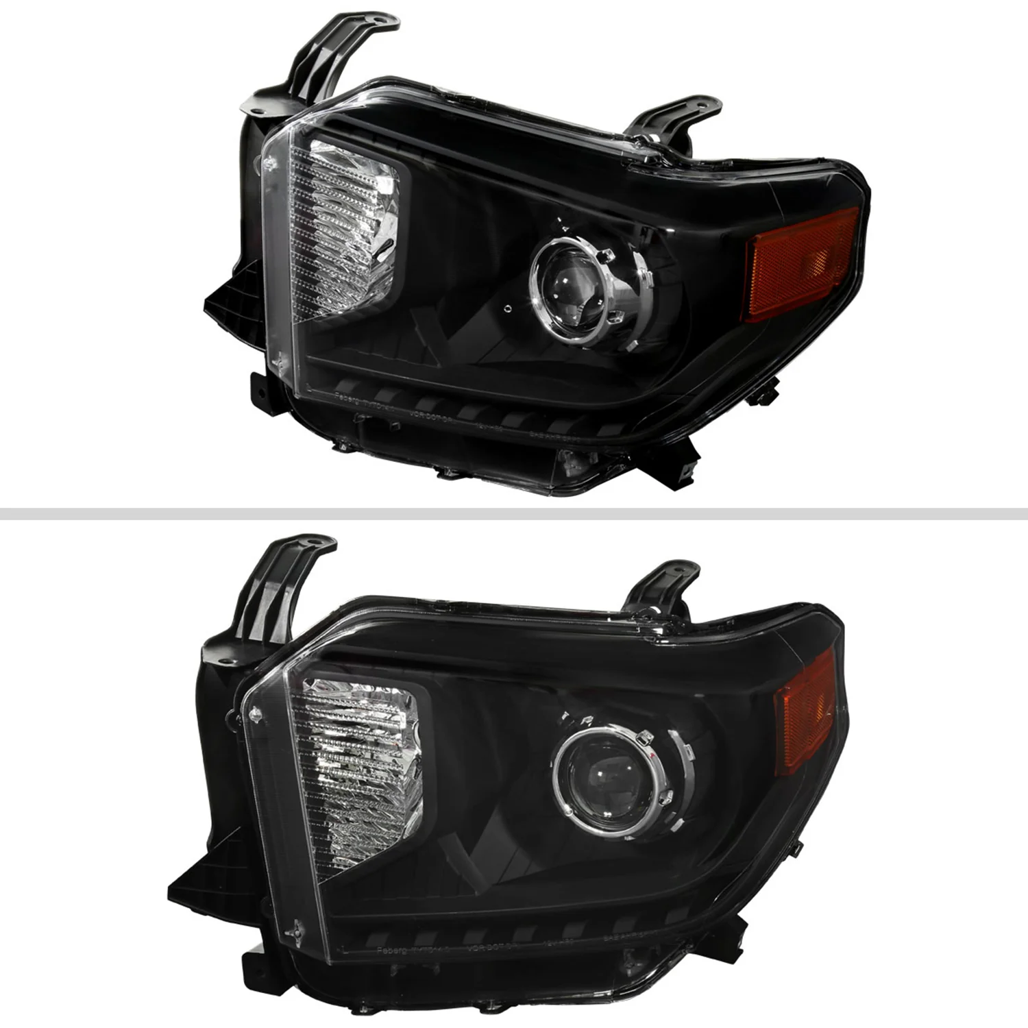 2014-2021 Toyota Tundra Retro Style V2 Projector Headlights Matte Black/Clear - Image 2