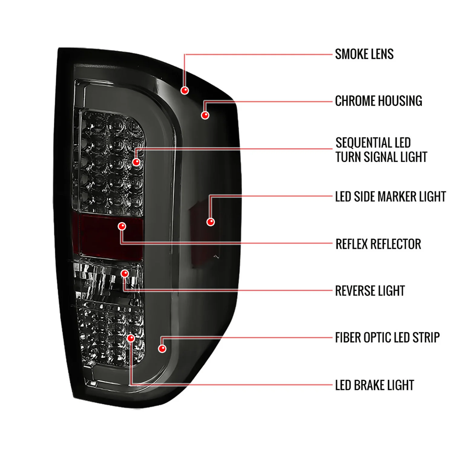 2014-2021 Toyota Tundra Sequential LED Tail Lights Chrome Housing/Smoke Lens - Image 8