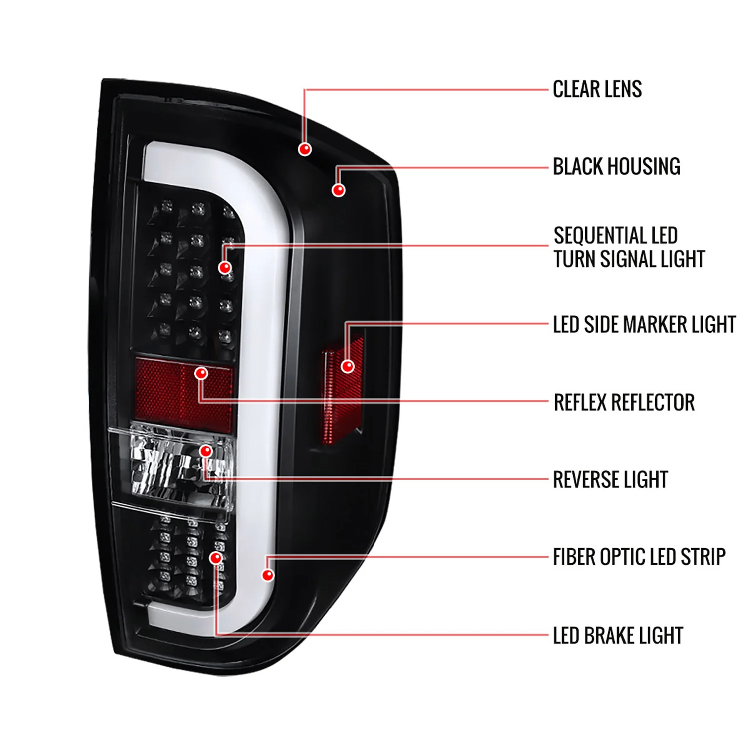 2014-2021 Toyota Tundra Sequential LED Tail Lights Matte Black/Clear Lens - Image 8