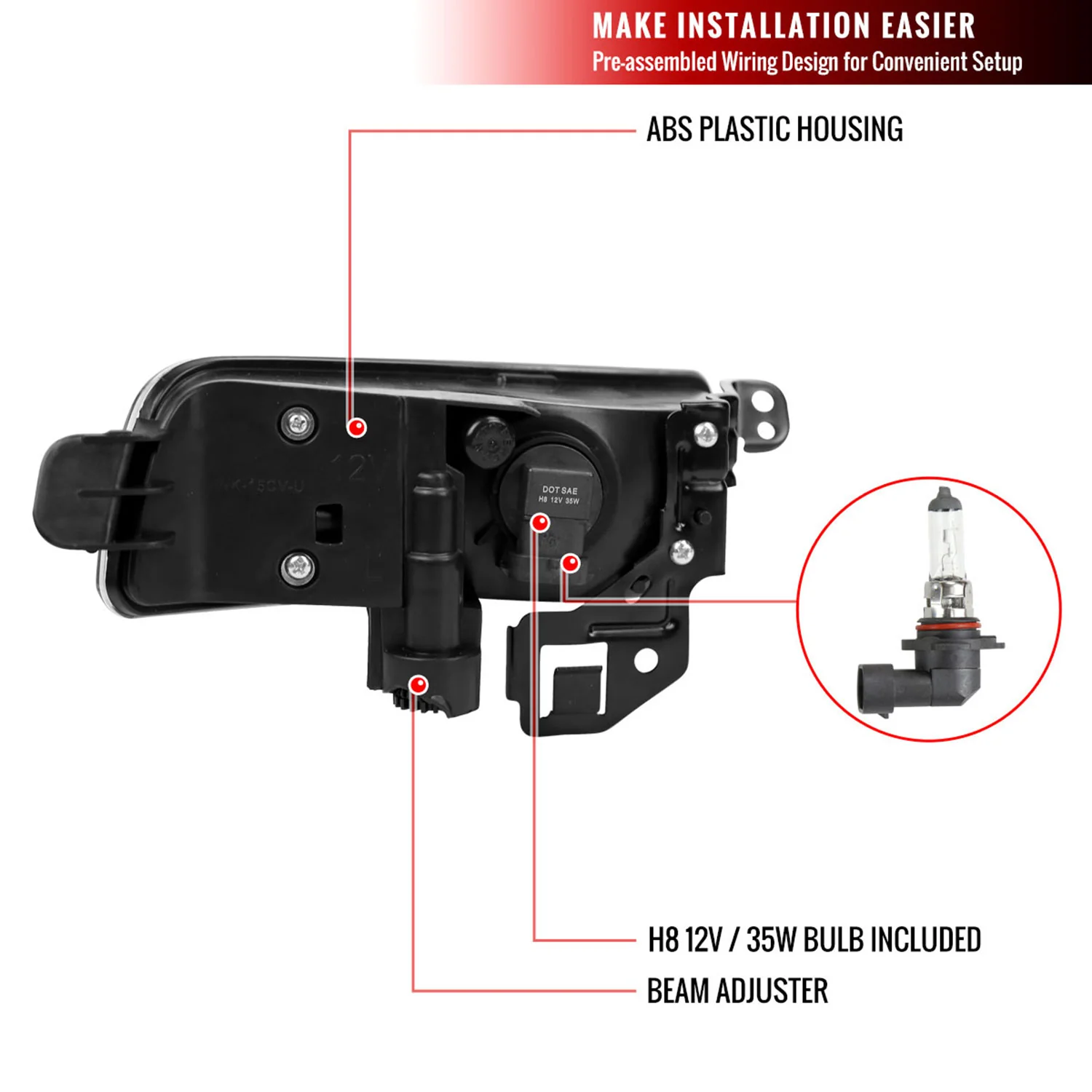 2015-2016 Honda CR-V H8 Fog Lights Switch & Wiring Harness Chrome Housin/Clear - Image 8