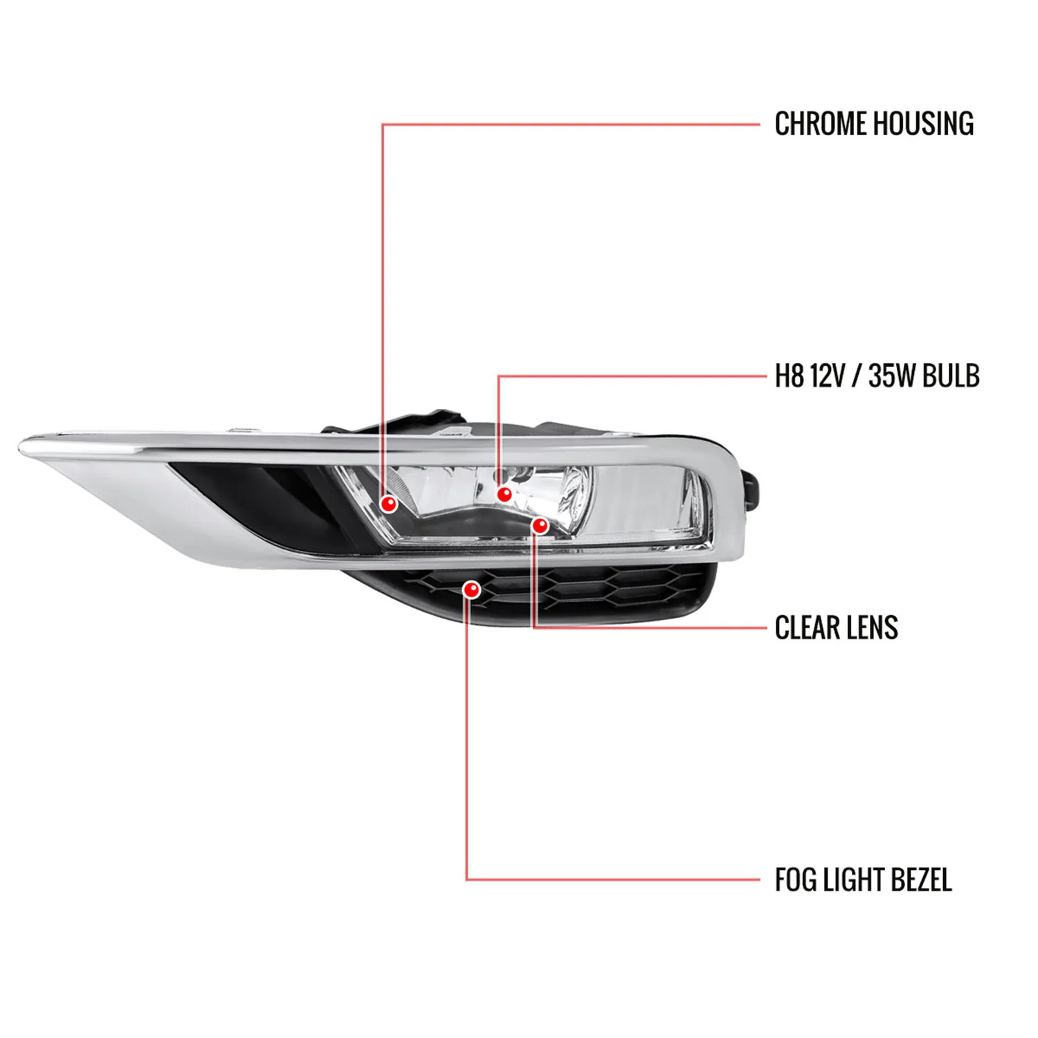 2015-2016 Honda CR-V H8 Fog Lights Switch & Wiring Harness Chrome Housin/Clear - Image 9