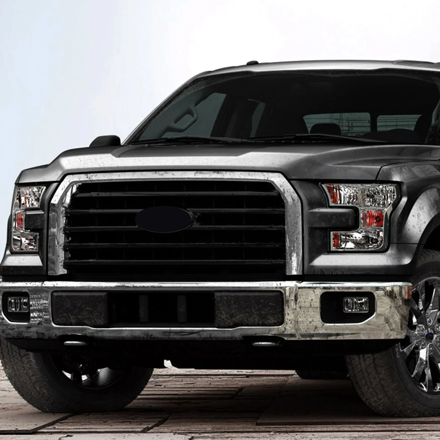 2015-2017 Ford F-150 Grille Overlay Gloss Black 4Pcs ABS Plastic - Image 5