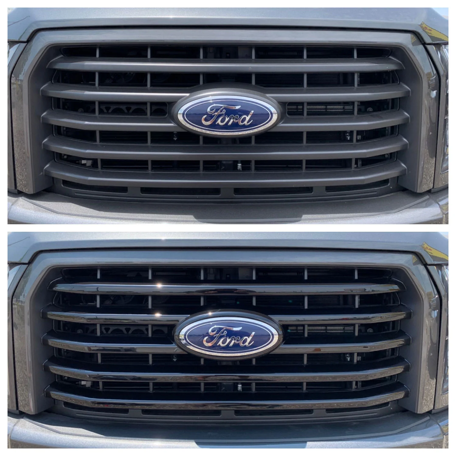 2015-2017 Ford F-150 Grille Overlay Gloss Black 4Pcs ABS Plastic - Image 6