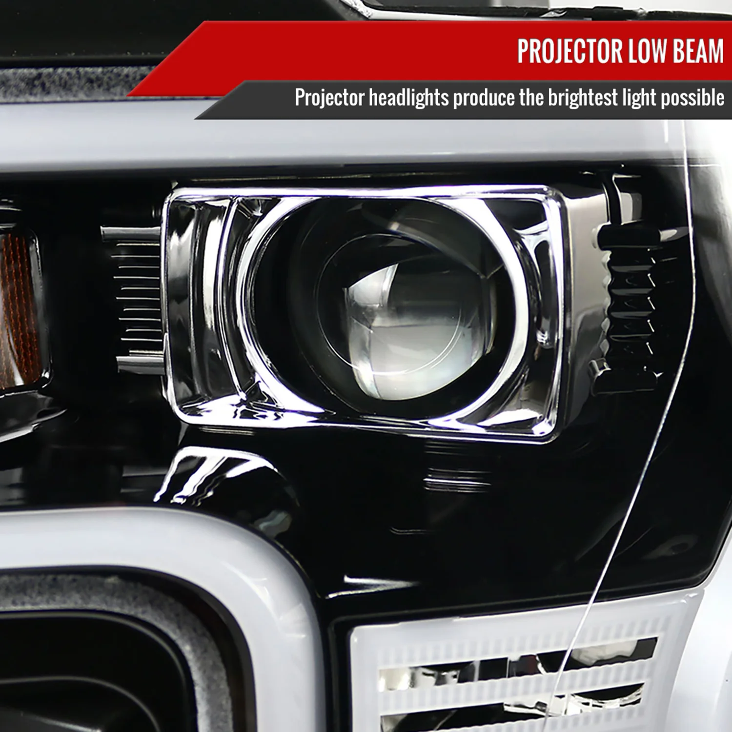 2015-2017 Ford F-150 LED Bar Projector Headlights Jet Black/Clear Lens - Image 3