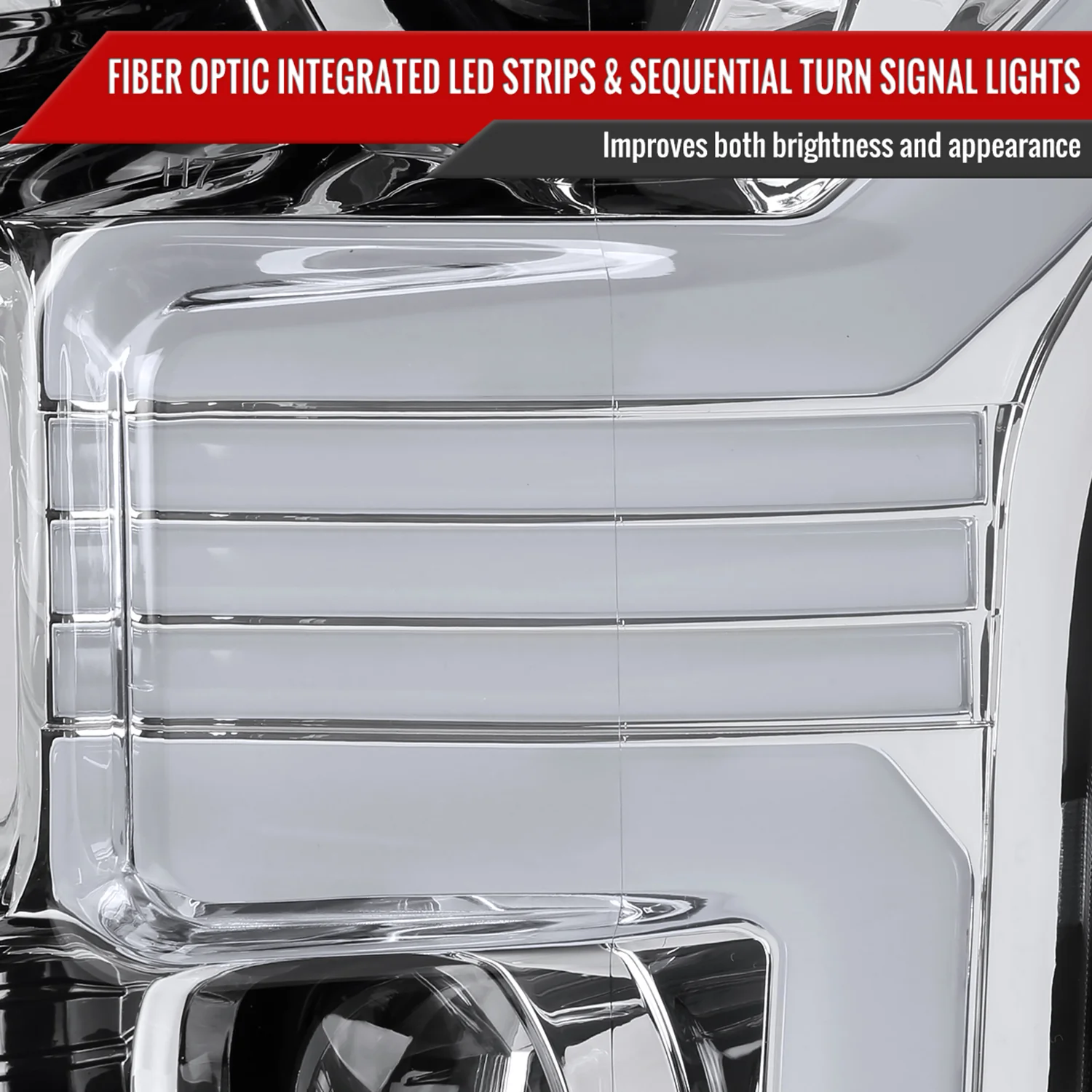 2015-2017 Ford F-150 LED Bar Projector Headlights Turn Signals Chrome / Clear - Image 5