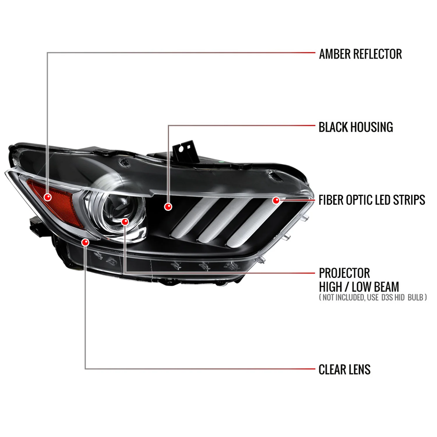 2015-2017 Ford Mustang / 18-2020 Shelby LED Xenon HID Headlights Passenger Side - Image 8