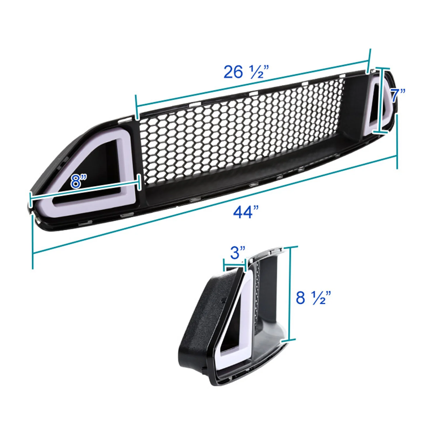 2015-2017 Ford Mustang Black ABS Mesh Grille w/ Dual Integrated LED Bar - Image 4