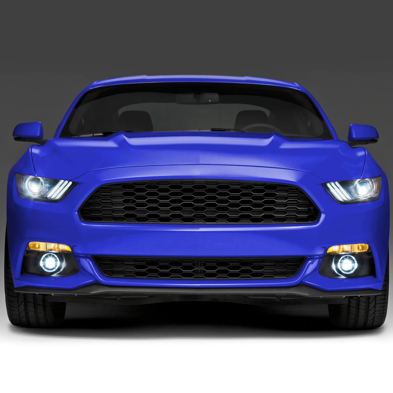 2015-2017 Ford Mustang Front Grille LED Driving Lights - 6PC Black/Smoke Lens - Image 9