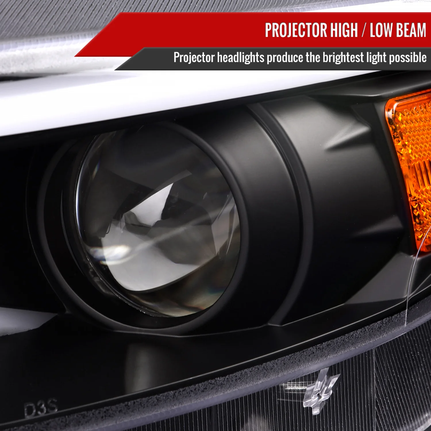 2015-2017 Ford Mustang HID-Type LED Turn Signal Projector Headlights Black - Image 3