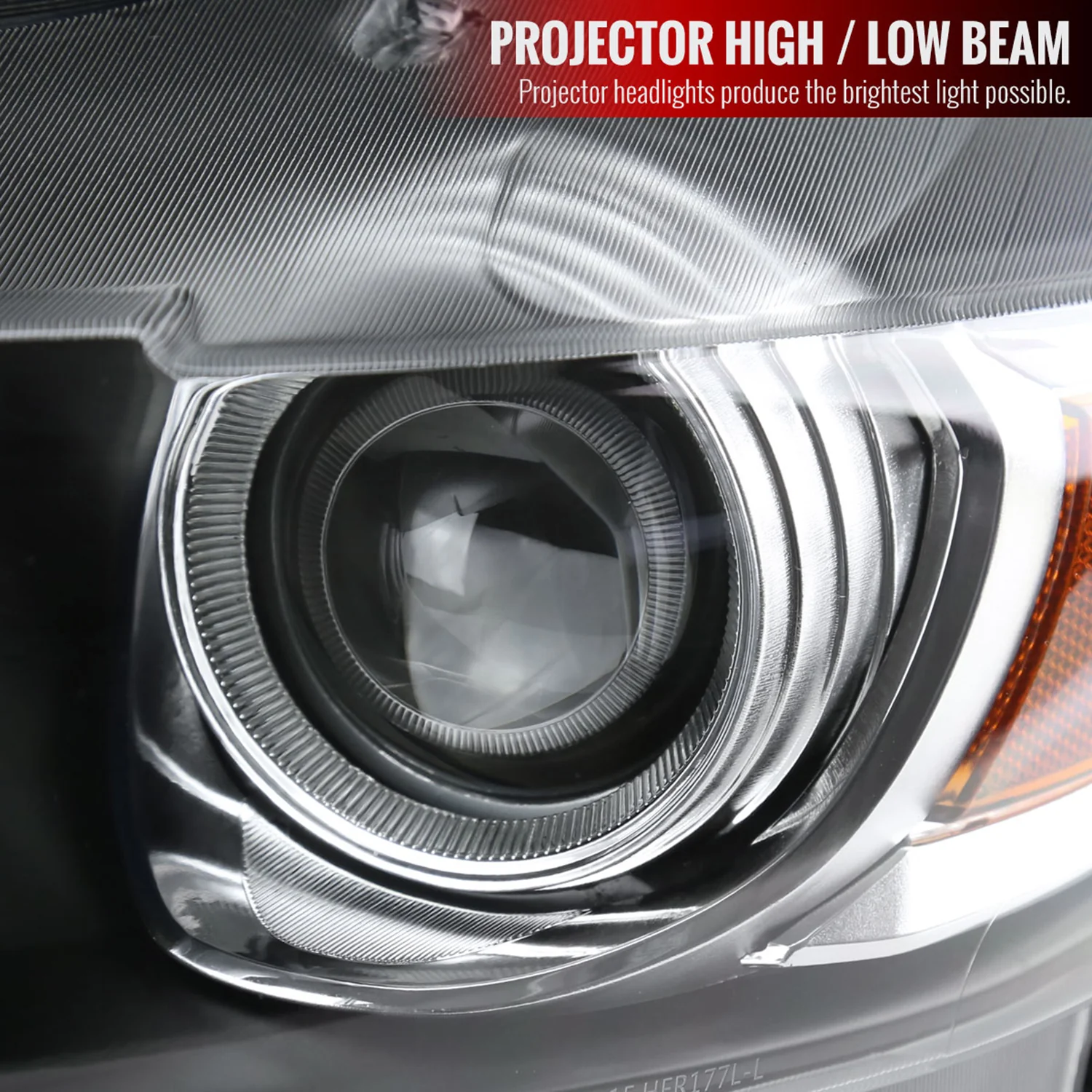 2015-2017 Ford Mustang HID/Xenon LED Turn Signal Projector Headlights Black - Image 4