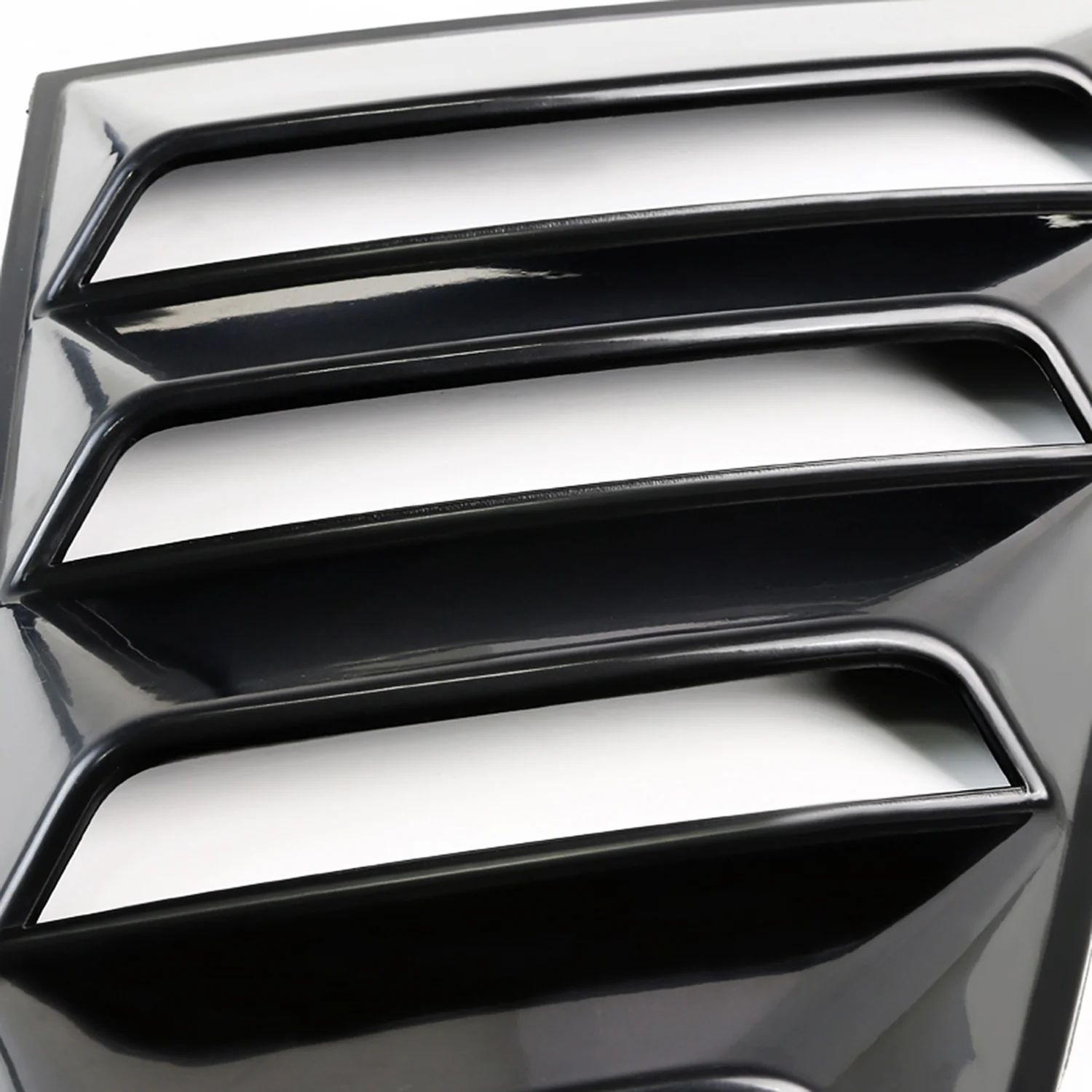 2015-2018 Ford Mustang Black ABS Quarter Side Window Louvers Vent - Image 3