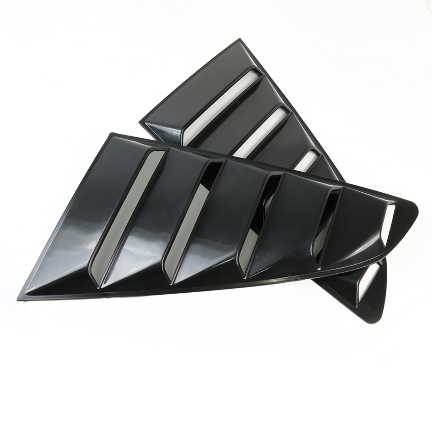 2015-2018 Ford Mustang Black ABS Quarter Side Window Louvers Vent - Image 5