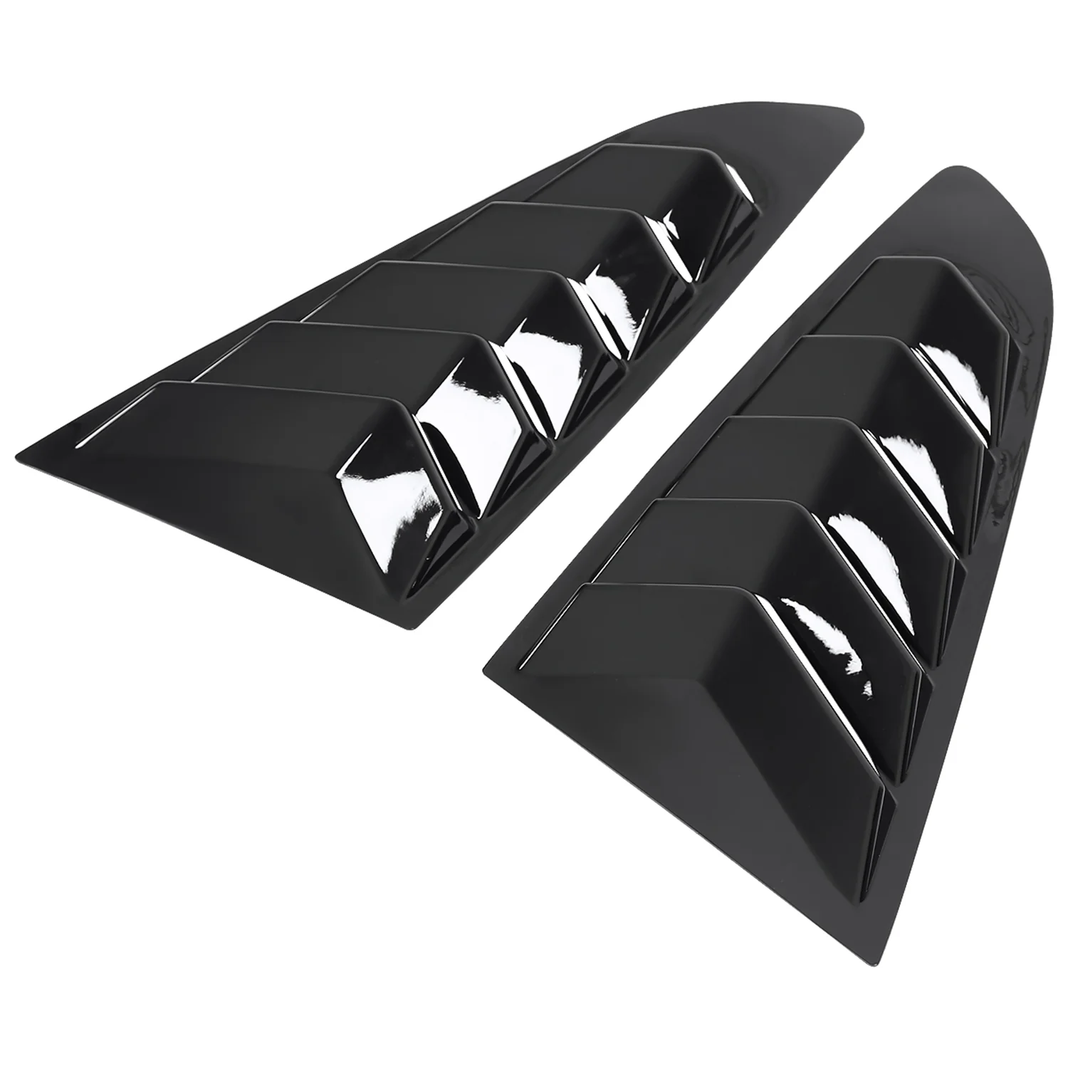2015-2018 Ford Mustang Glossy Black ABS 5 Vent Style Quarter Window Louvers - Image 6
