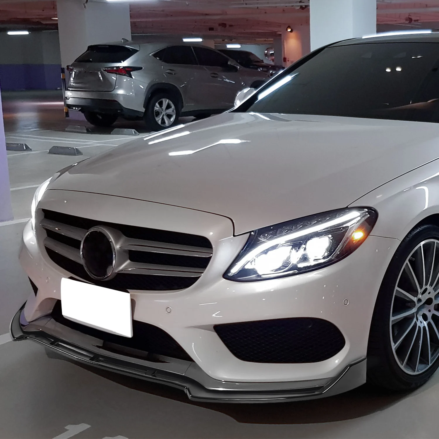2015-2018 Mercedes Benz W205 C Class Glossy Black 3Pcs Bumper Lip Spoiler - Image 10