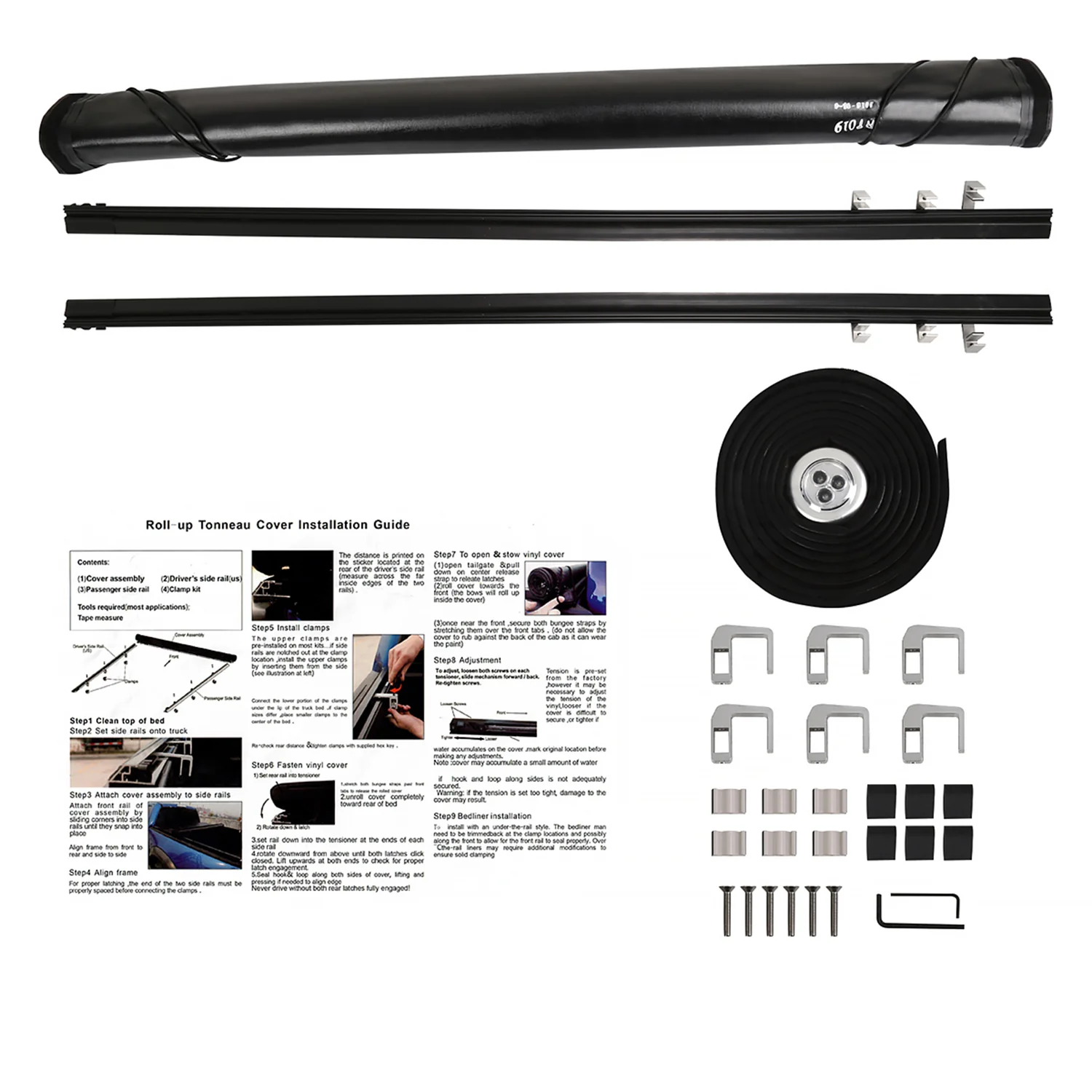 2015-2019 Ford F-150 SuperCrew Cab 78" Short Bed Roll Up Vinyl Tonneau Cover - Image 9