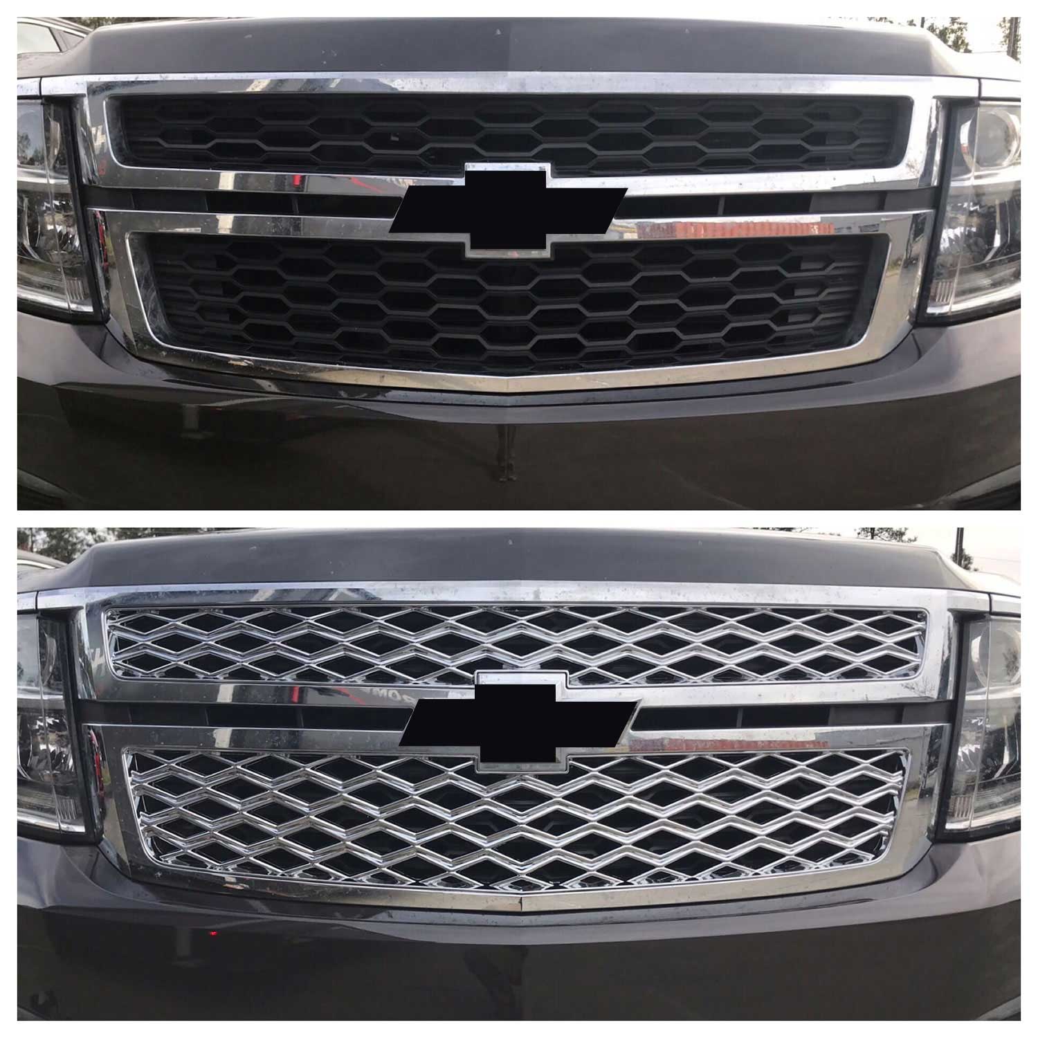 2015-2020 Chevrolet Suburban / Tahoe Grille Overlay Chrome 2Pcs ABS Plastic - Image 4