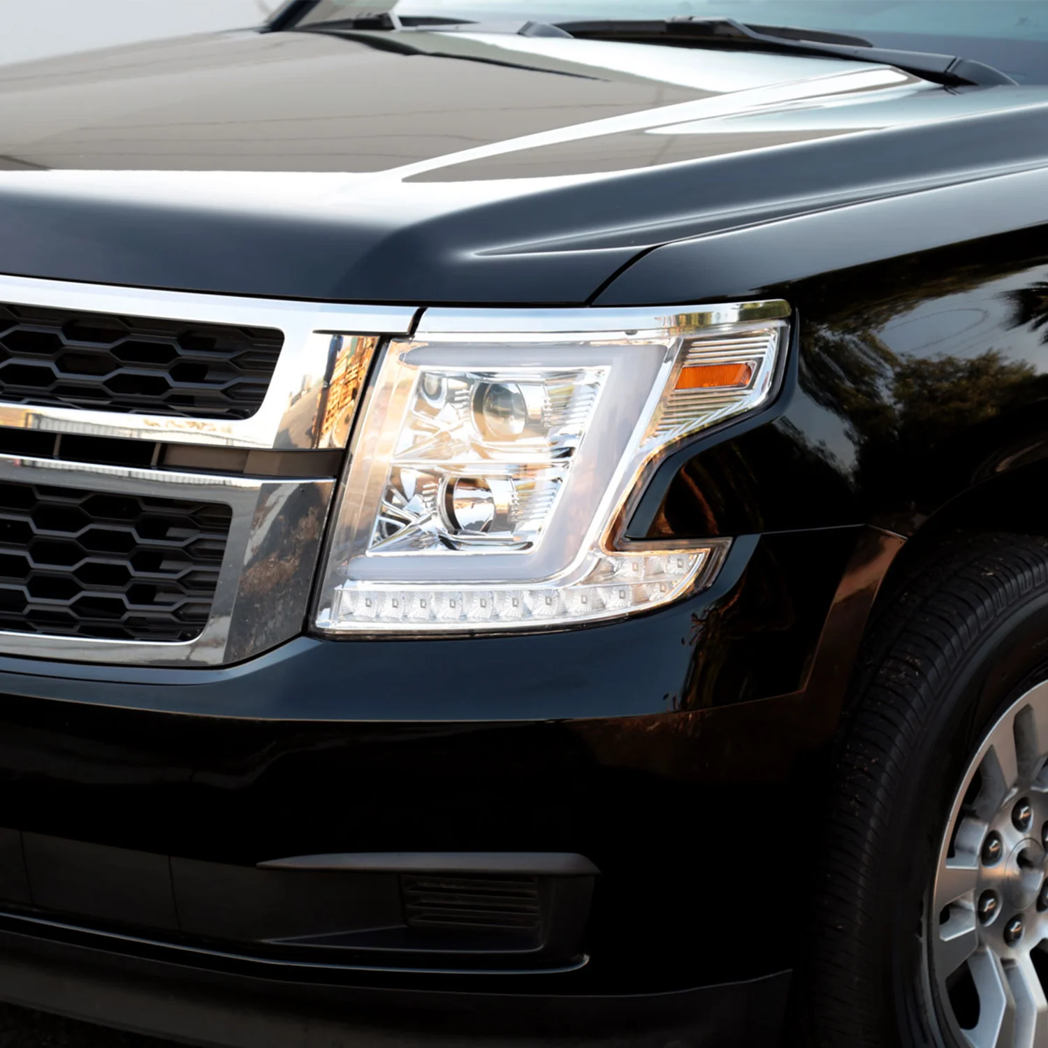 2015-2020 Chevy Tahoe Suburban/ 3500HD LED C-Bar Headlights LED Signal Chrome - Image 9