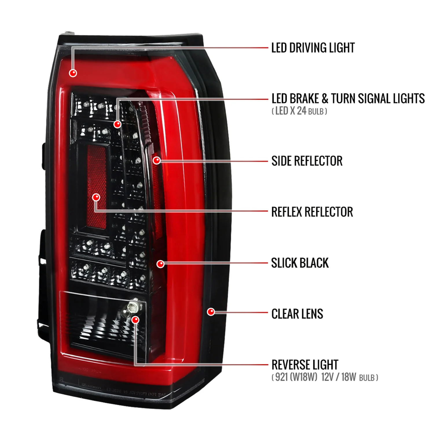 2015-2020 Chevy Tahoe/Suburban LS LT LTZ LED Tail Lights Jet Black/Clear - Image 8