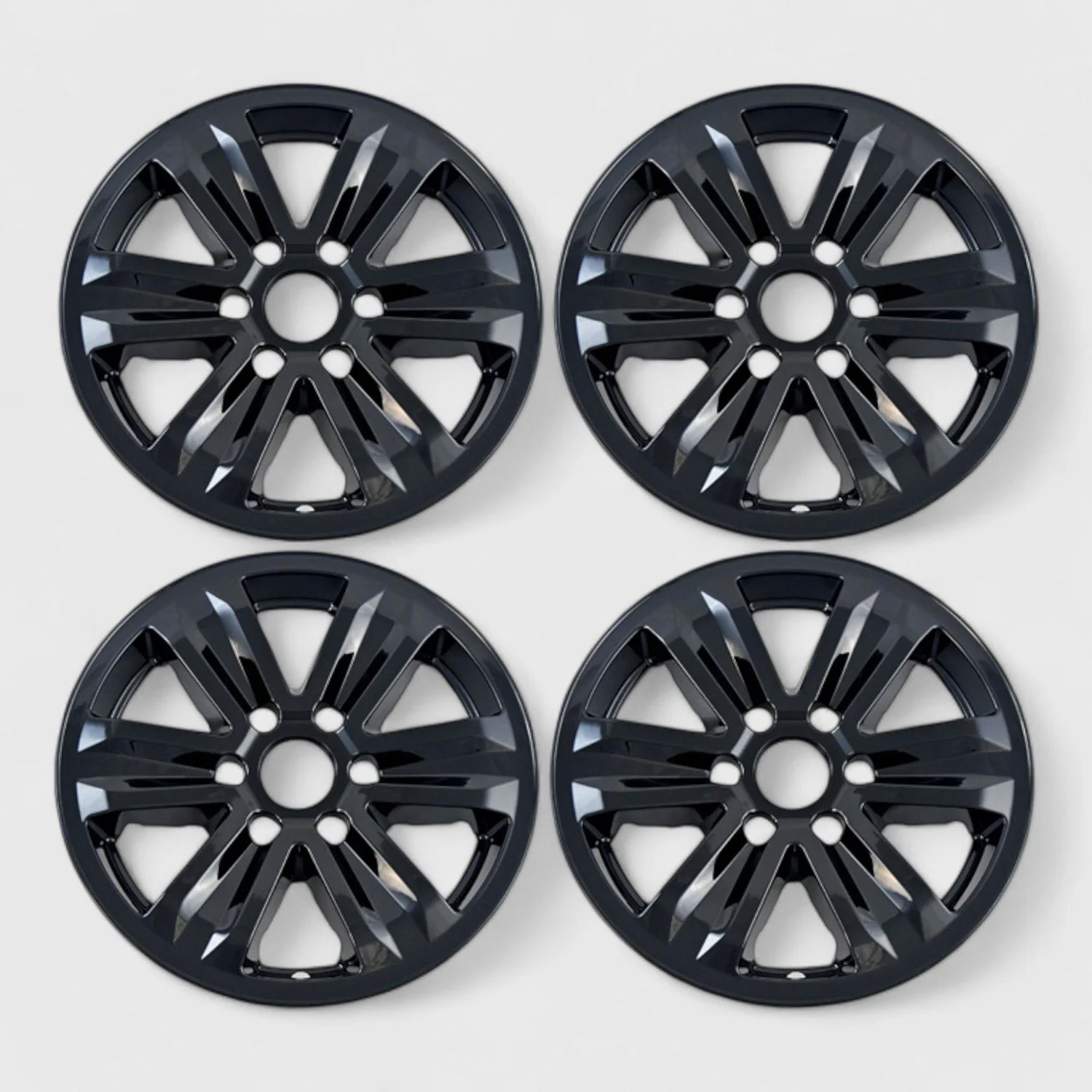 2015-2020 Ford F-150 Wheel Cover Hubcaps Set Gloss Black 8Pcs ABS Plastic - Image 2