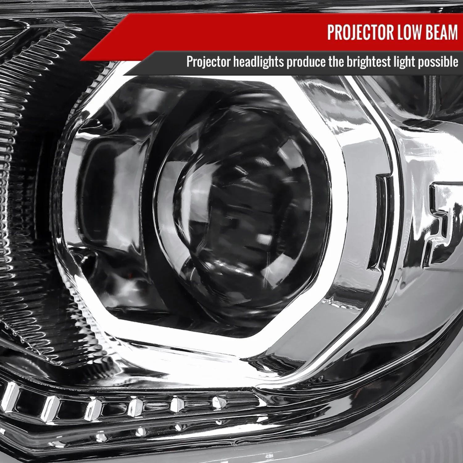 2015-2021 Chevy Colorado LED Bar Projector Headlights Chrome/Clear Lens - Image 3