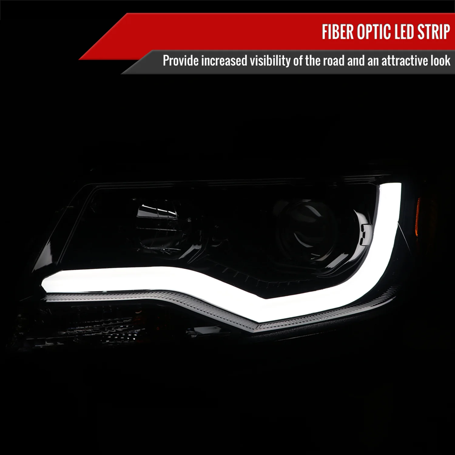 2015-2021 Chevy Colorado LED Bar Projector Headlights Glossy Black/Smoke Lens - Image 2