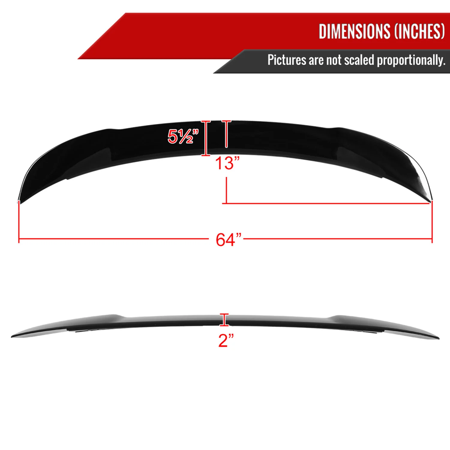 2015-2021 Dodge Charger Glossy Black ABS Hellcat Style Rear Spoiler - Image 2