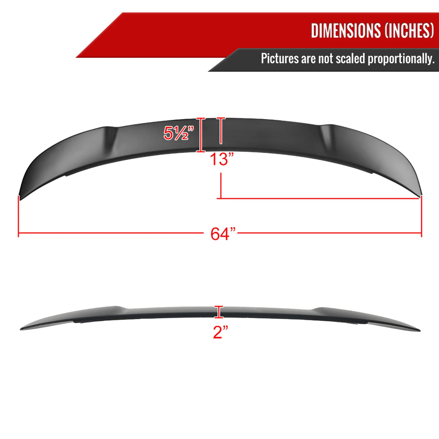 2015-2021 Dodge Charger Matte Black ABS Hellcat Style Rear Spoiler - Image 2