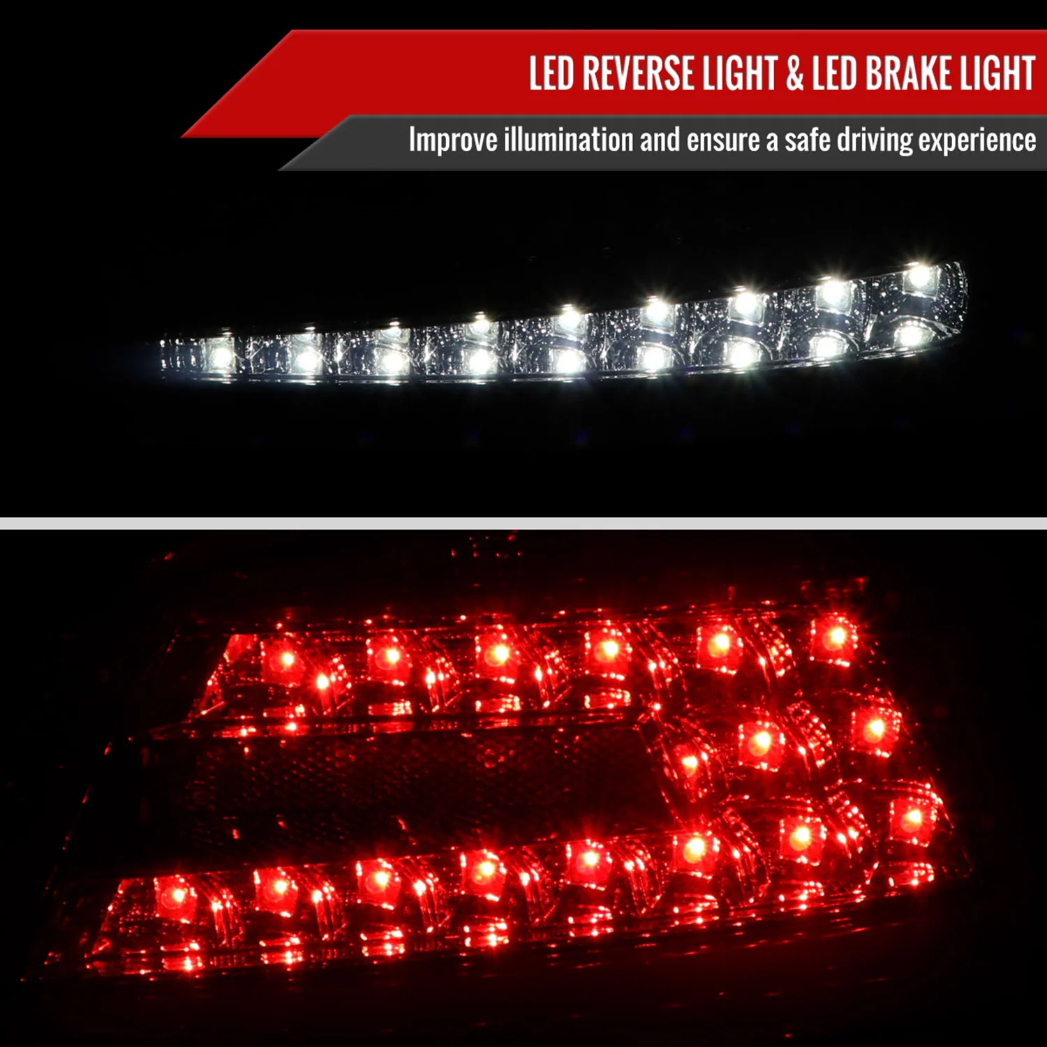 2015-2021 Subaru WRX Sequential White Bar LED Tail Lights Chrome/Red Lens - Image 3
