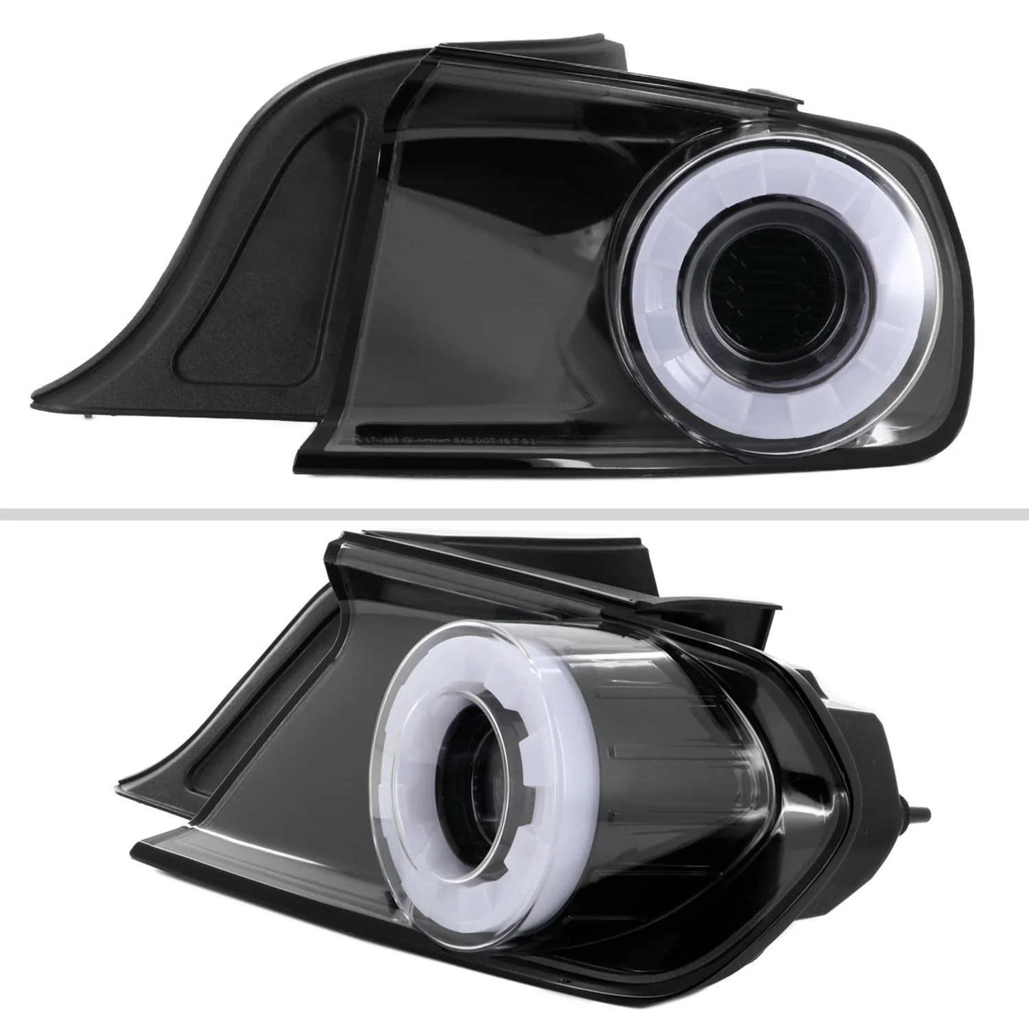 2015-2022 Ford Mustang White LED Bar Tail Lights Glossy Black - Image 3