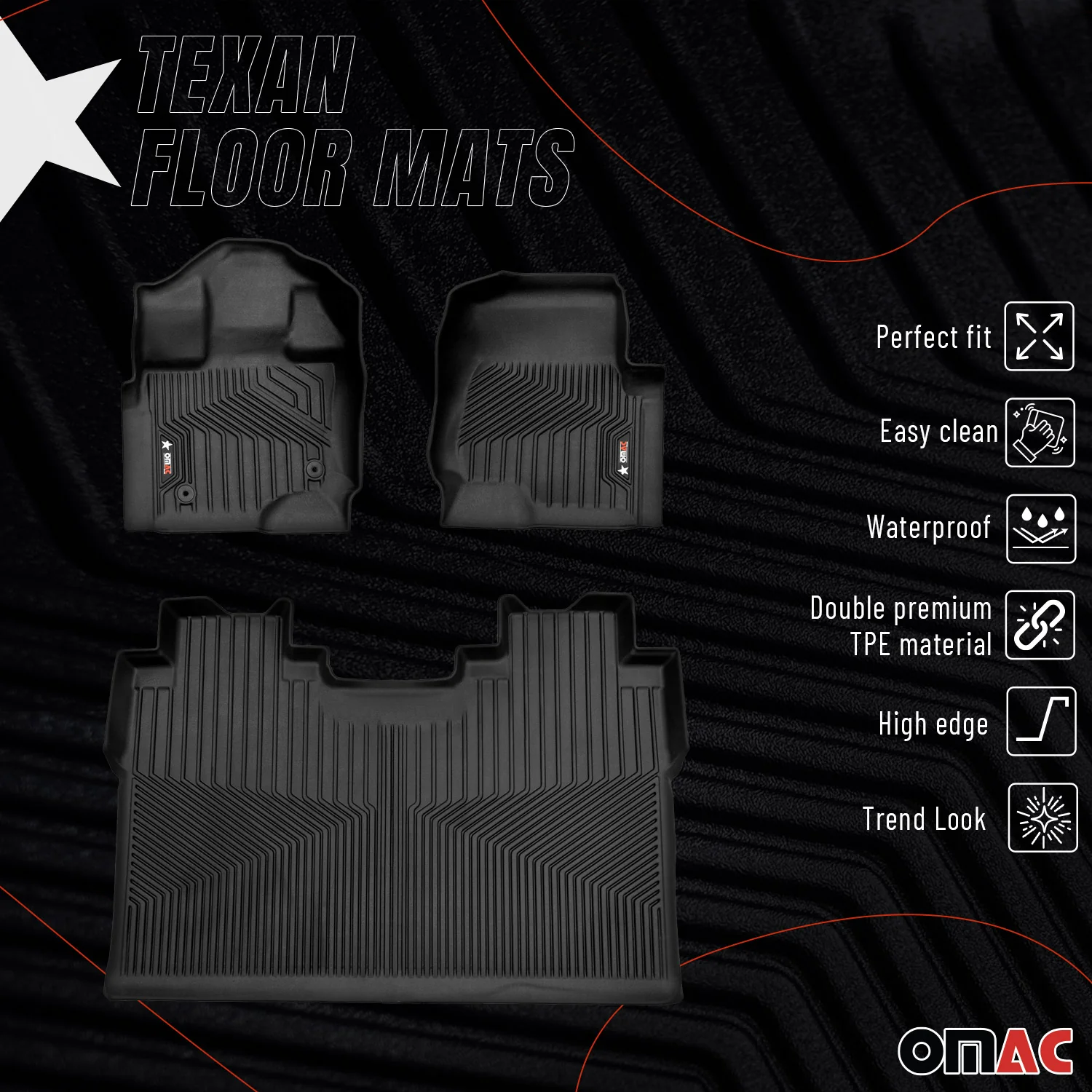 2015-2020 Ford F150 SuperCrew Premium Floor Mats Liners First and Second Row Set Black - Image 2