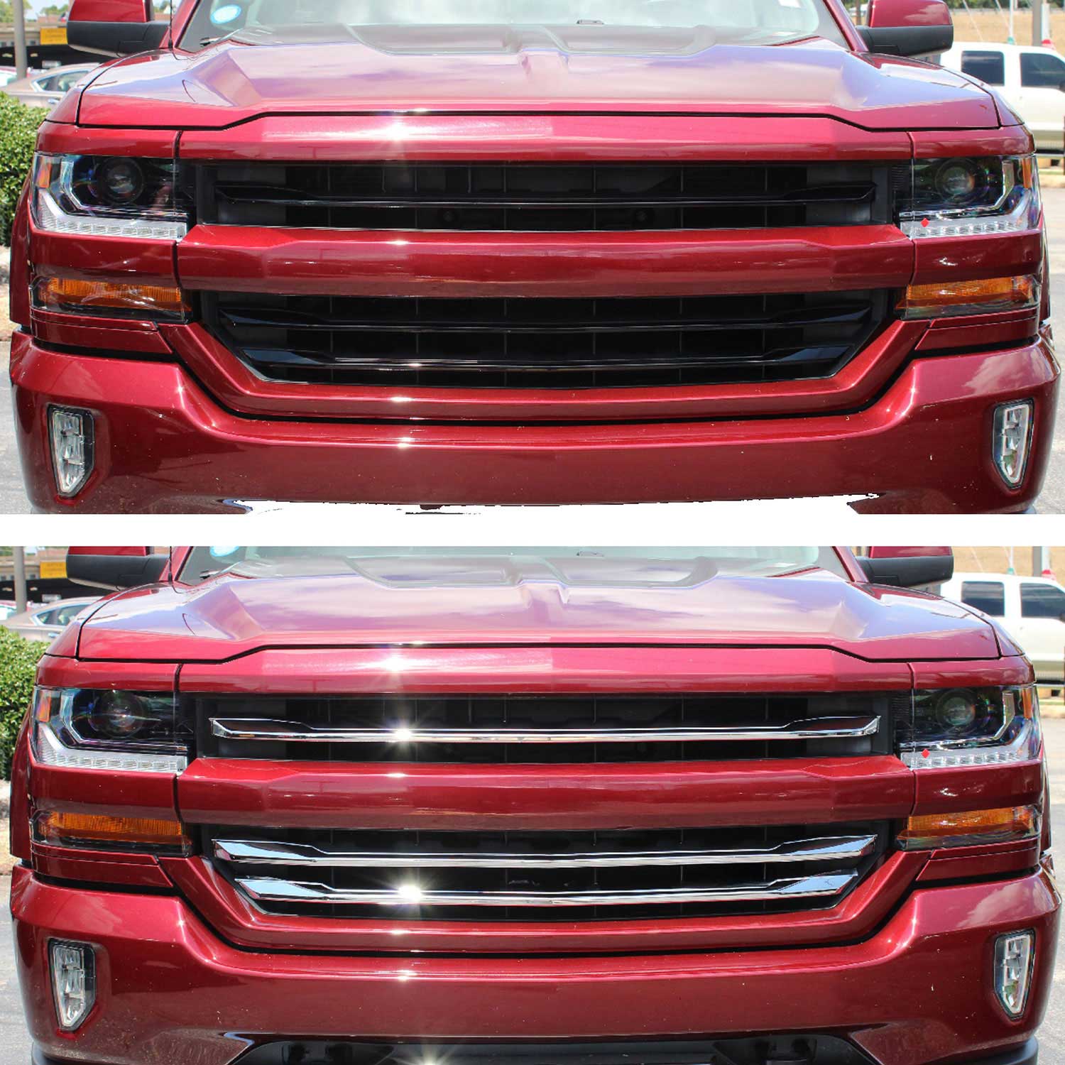 2016-2018 Chevrolet Silverado 1500 Grille Overlay Chrome 3Pcs ABS Plastic - Image 4