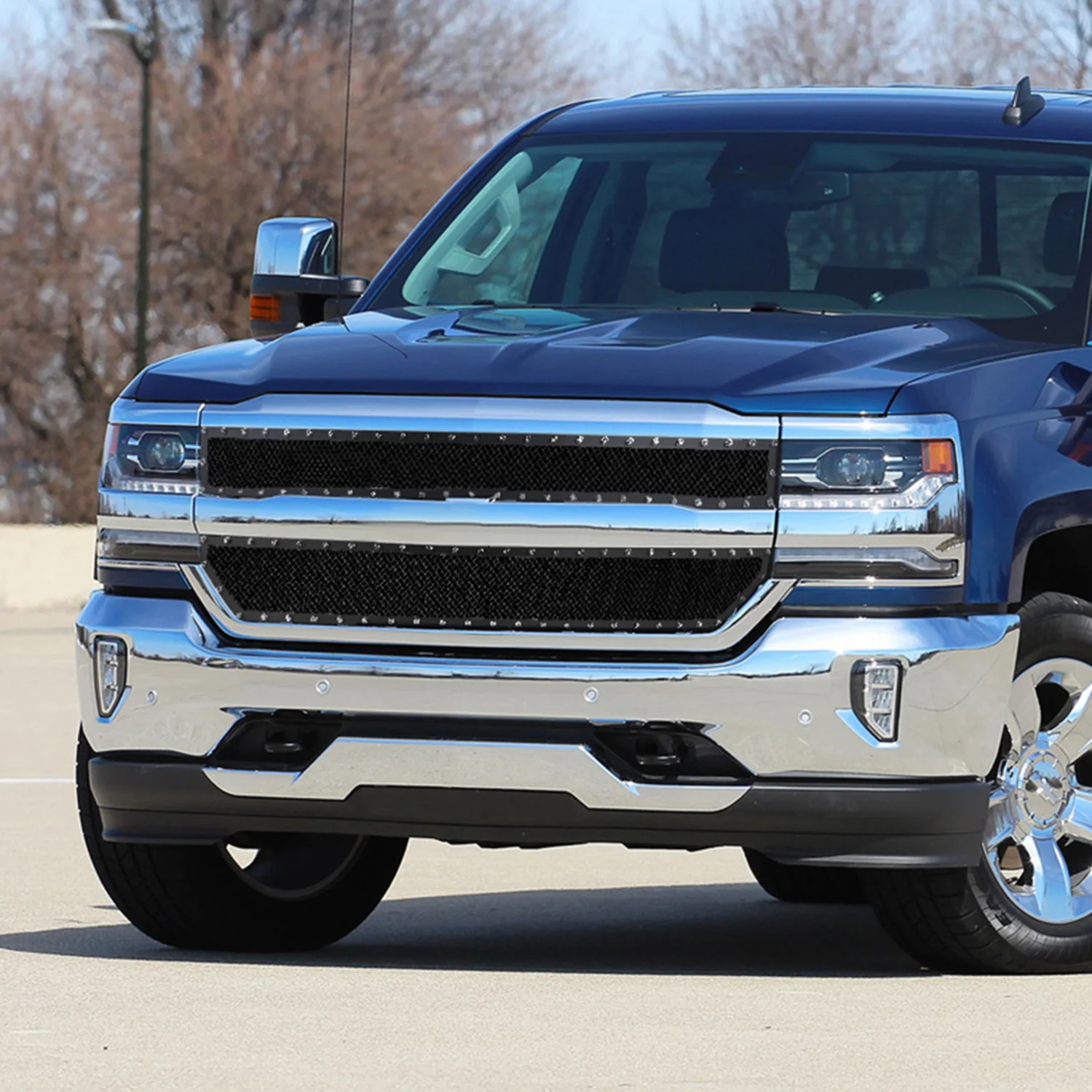 2016-2018 Chevy Silverado 1500 Rivet Style Black Steel Mesh Grille Insert - Image 10