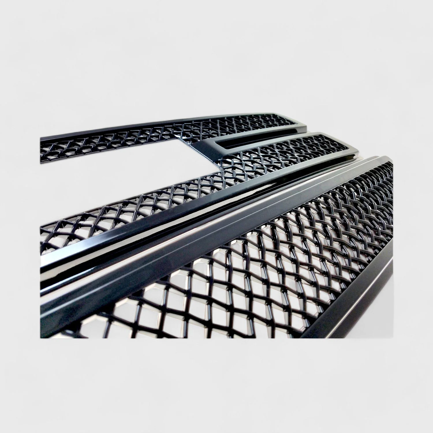 2016-2018 GMC Sierra 1500 Grille Overlay Gloss Black 2Pcs ABS Plastic - Image 2